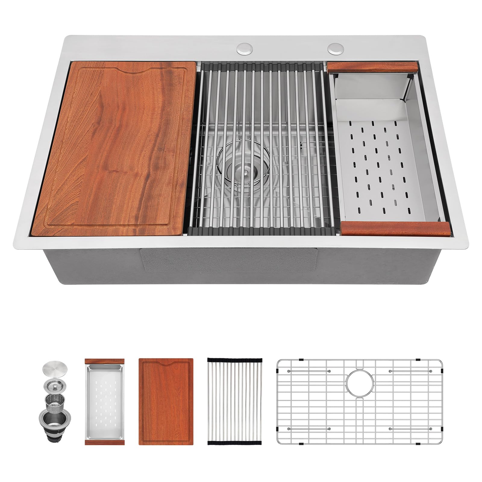36 Drop In Kitchen Sink Workstation - Lofeyo 36"x22" Kitchen Sink Topmount Stainless Steel 16 Gauge Single Bowl Ledge Workstation Kitchen Sink Basin