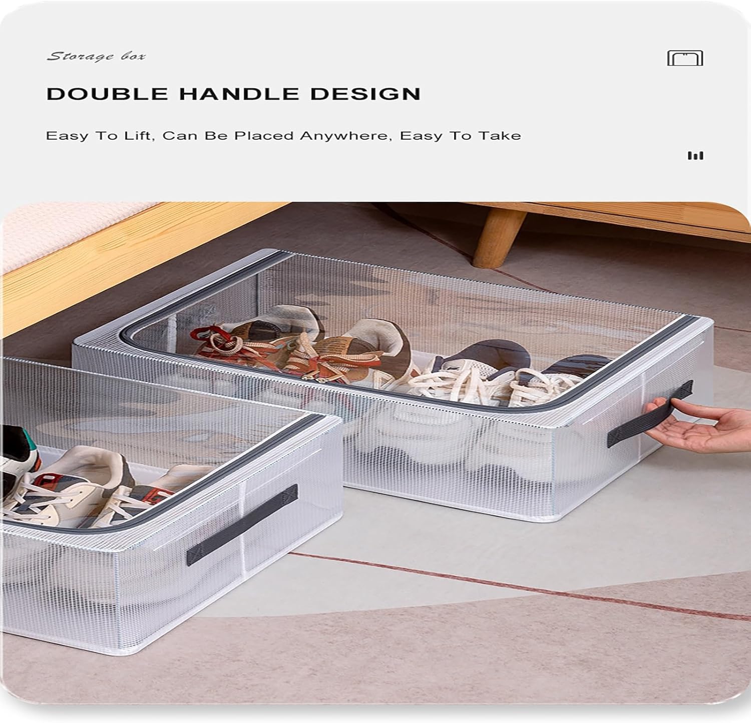 Shoe Storage Box, Clear Plastic Stackable Shoe Storage Organizer with Doors, All-in-One Foldable Sneaker Box, Under Bed Shoe Storage Boxes (Size : 15.7x11.8x5.9inch)