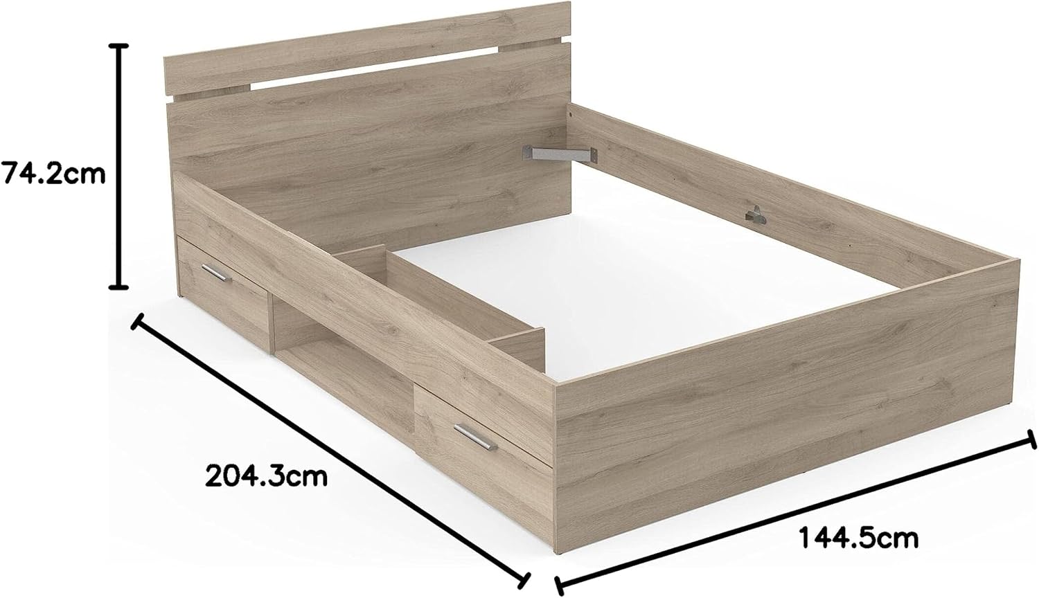 Diagram showing the dimensions of the Demeyere Michigan Double Bed