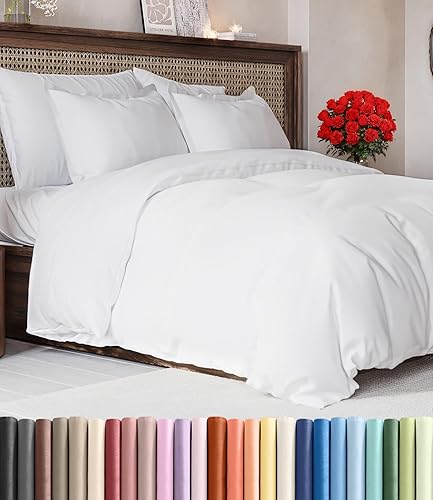 White Duvet Cover Queen Size - Extra Soft Queen Size Duvet Cover - Lightweight, Breathable & Cozy - Easy Care & Fade Free with Zipper Closures & Ties - 90" x 90" Inches - Comforter Not Included