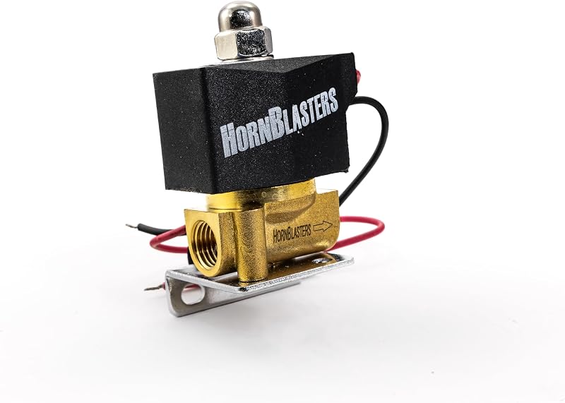 Válvula de ar elétrica HornBlasters 1/4" NPT em latão 24 V – Orifício de 2,5 mm