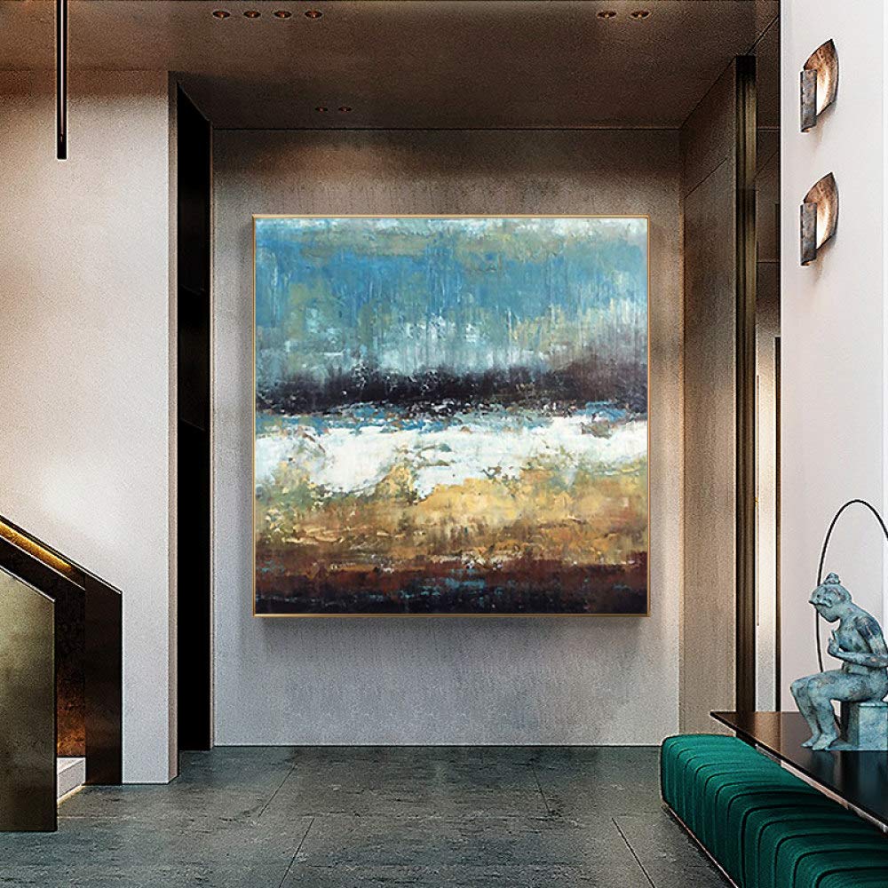 Peinture à l'huile texturée avancée art abstrait neige doré de style géant
