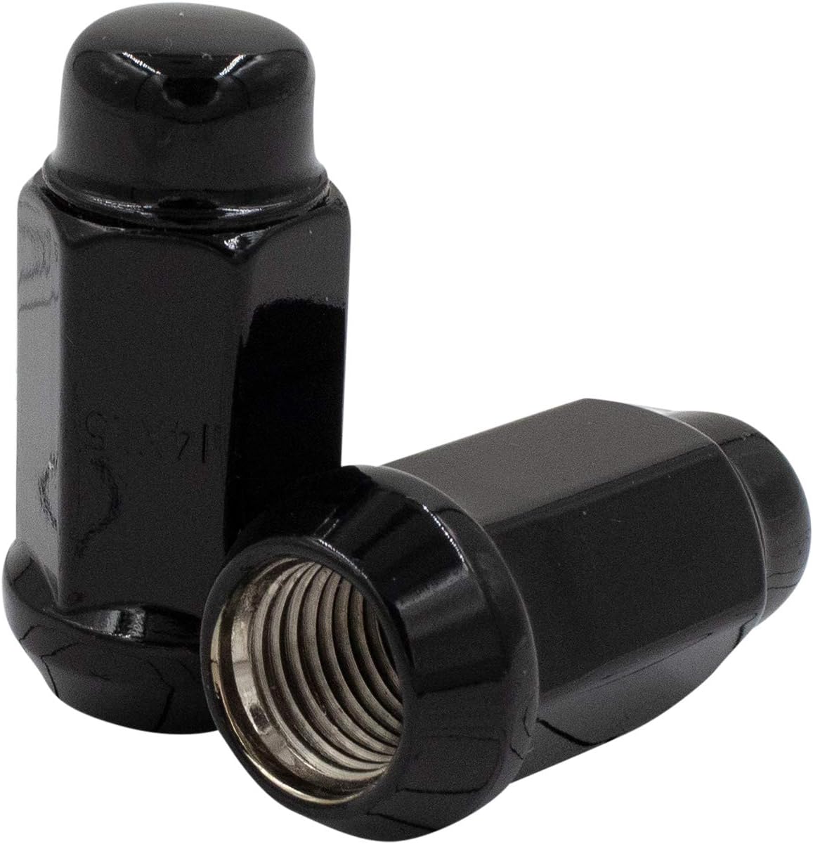 Wheel Accessories Parts 24 Pcs M14x1.5 14x1.5 Thread Bulge Acorn 1.75" Long Lug Nuts Black 3/4" 19mm Hex Fits Cadillac Escalade ｜ Chevy Silverado 1500 ｜ GMC Sierra1500 ｜ Ford F150 ｜ RAM 1500
