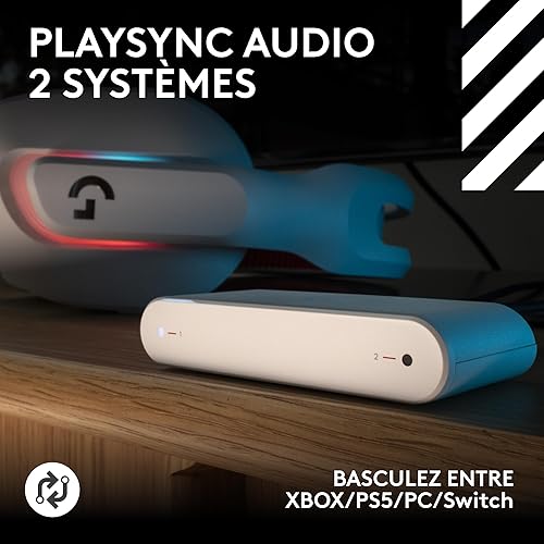 Logitech G Astro A20 X Lightspeed, Casque Gaming sans Fil pour PS5, Xbox, Nintendo Switch/Switch 2, PC avec PLAYSYNC Audio Deux systèmes, Bluetooth, LIGHTSYNC RVB et Micro à Tige 48 kHz - Blanc - 2