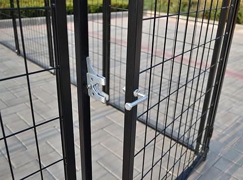 Miniatura 5 de Nueva Perrera modular para perros, panel de acero soldado resistente, cubierta para mascotas, 5 pies de ancho x 10 pies de largo x 5.5 pies de alto
