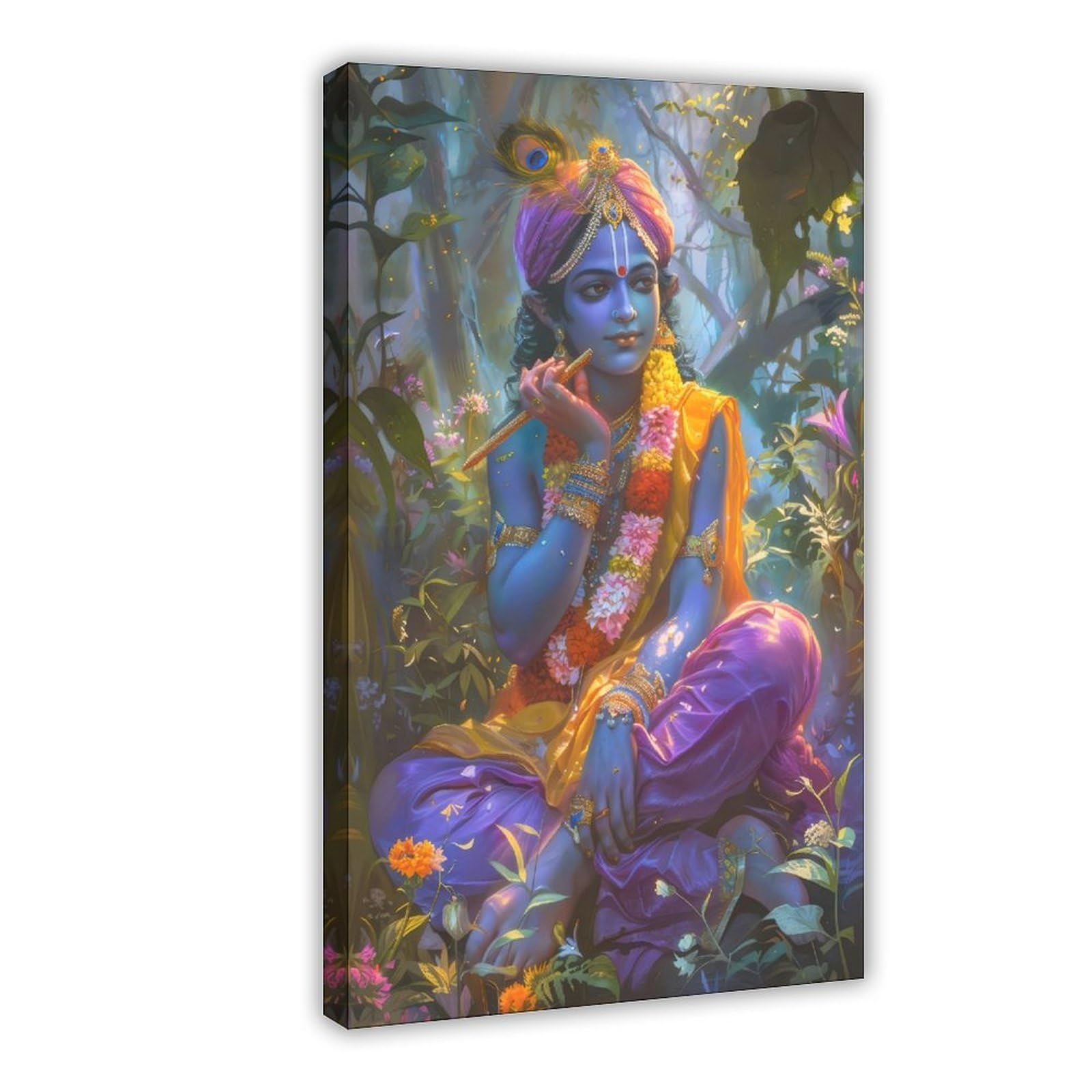 Qzfncoyu Lord Krishna Poster Canvas Poster Bedroom Decor Landscape Office Room Decor Gift 12X18inch(30X45cm)
