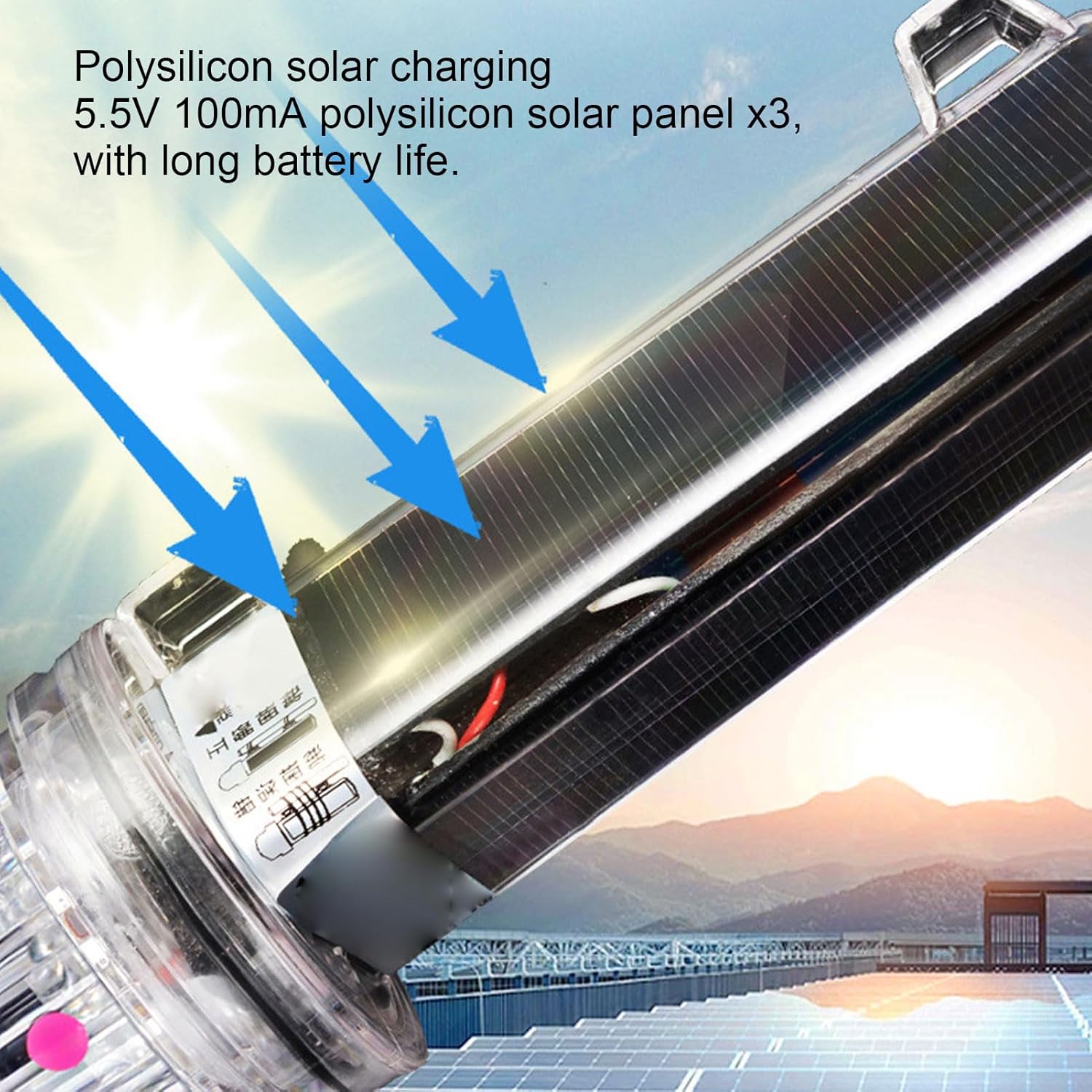 Pomya Solar Light, Fully Sealed Light Control Solar Warning Light for Nighttime Fishing Boat (Red Light)