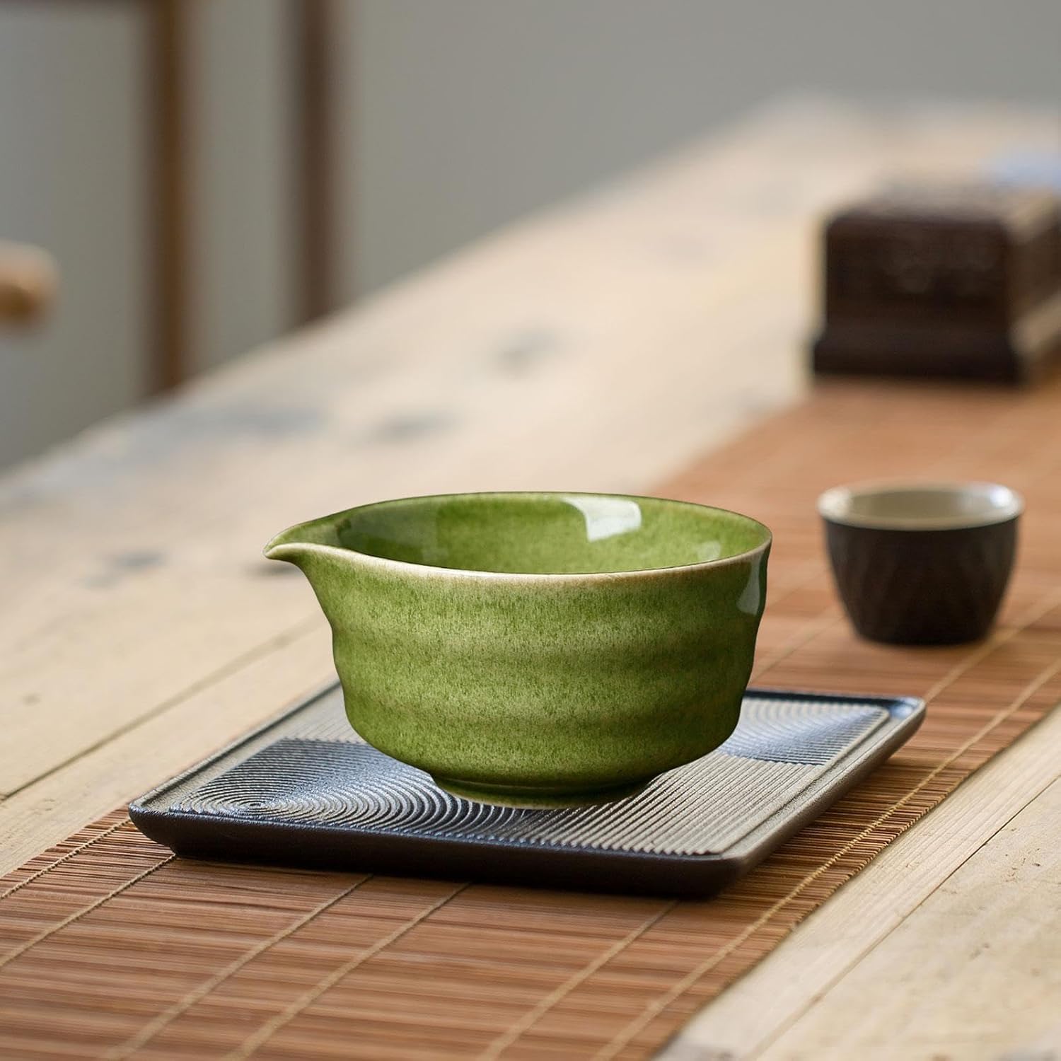Matcha miska z wylewką, falisty ceramiczny pojemnik na herbatę, ręcznie robiona japońska zielona filiżanka do herbaty trzepaczka ceramiczna miska do mieszania matchawan sałatkowa owsianka sok