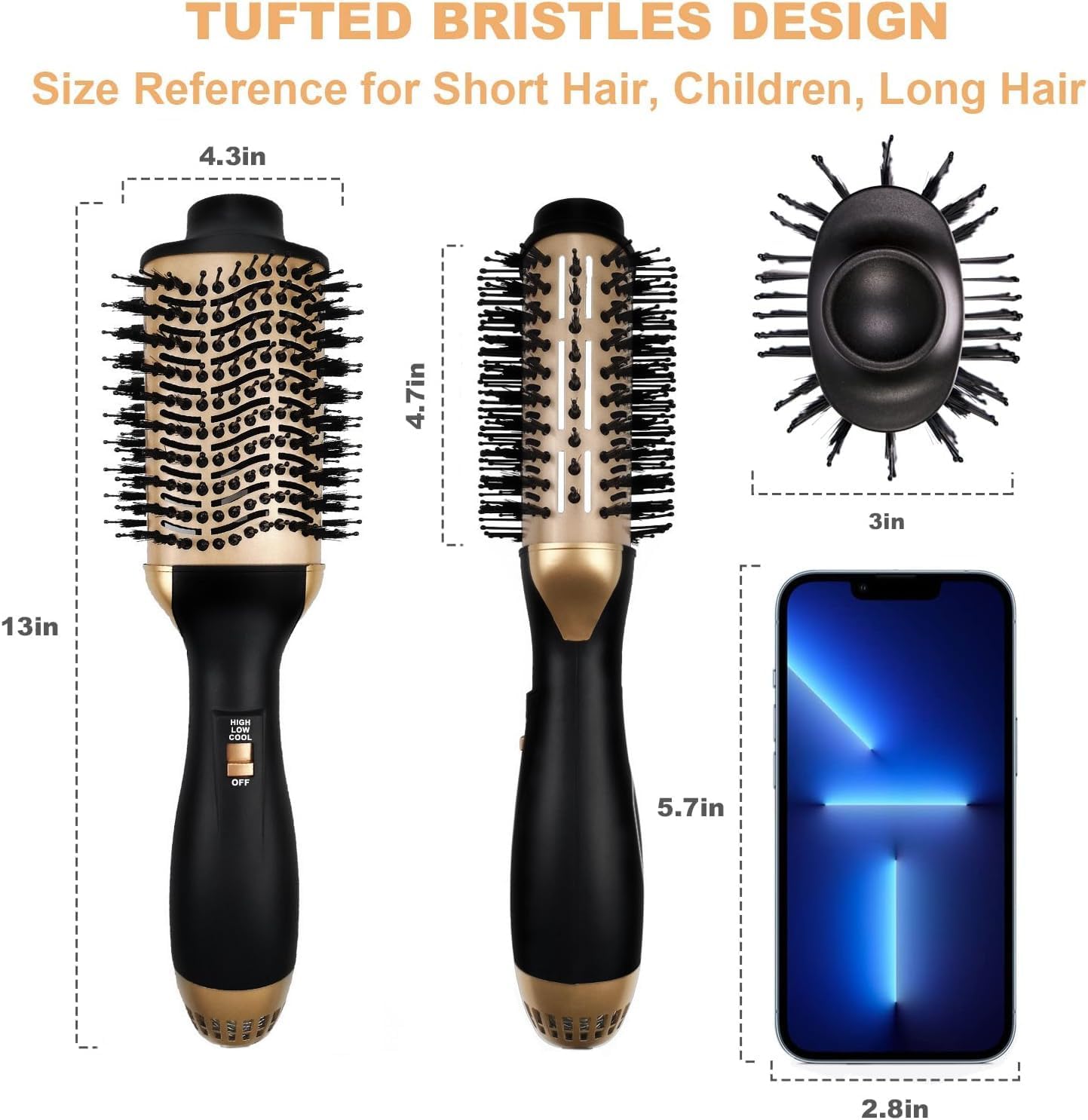 Hair Dryer and Blow Dryer Brush in One, 3 in 1 One Step Hair Dryer and Styler Volumizer with Negative Ion Anti-frizz Ceramic Titanium Barrel Hot Air Straightener Brush for Short or Long Hair