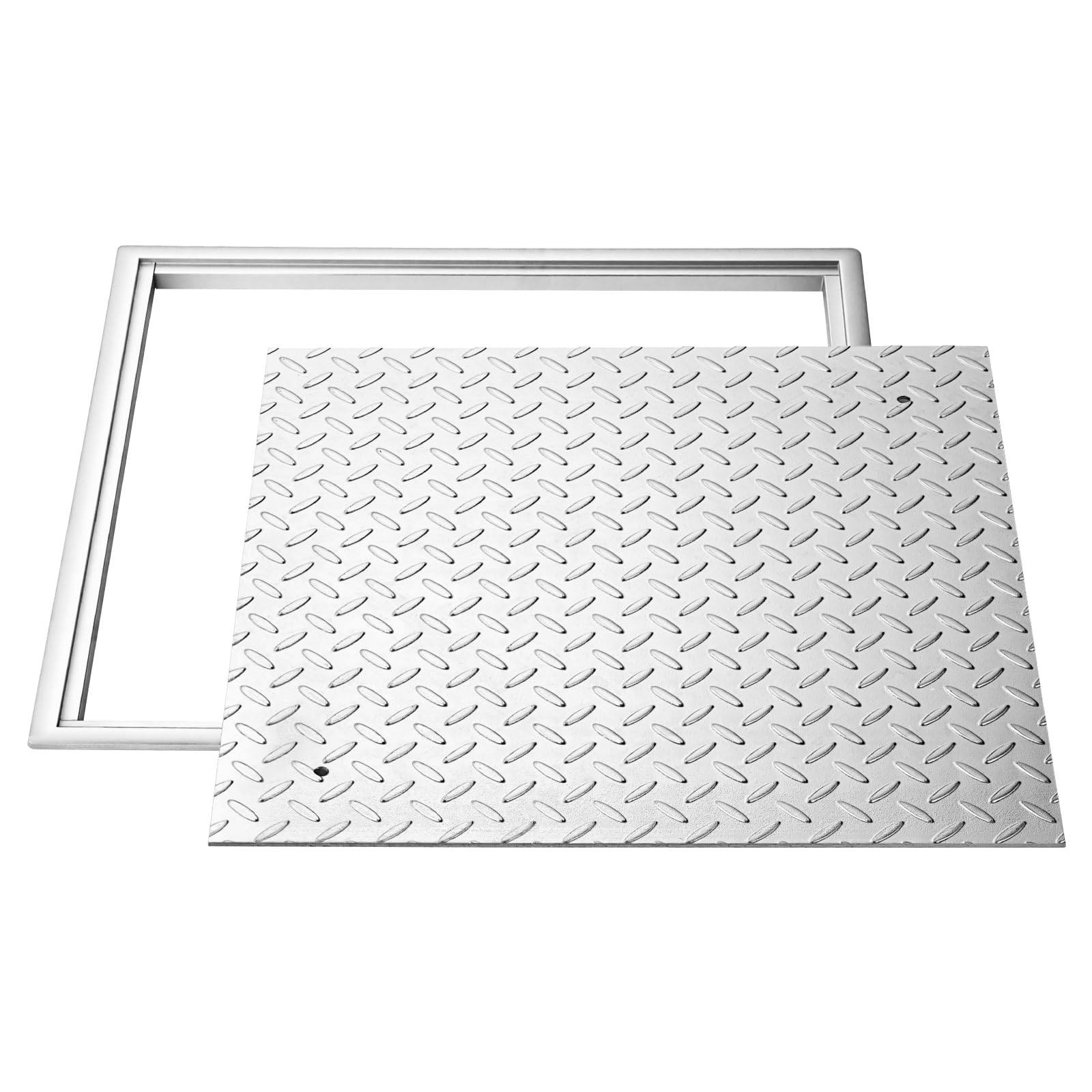 VEVOR Schachtabdeckung mit Rahmen 50 x 50 cm, Quadratischer Schachtdeckel Klärgrubendeckel, Hochbelastbarer Rutschfester Gullydeckel aus Kohlenstoffstahl für Abflussrinne, für Gehwege Gärten Höfe