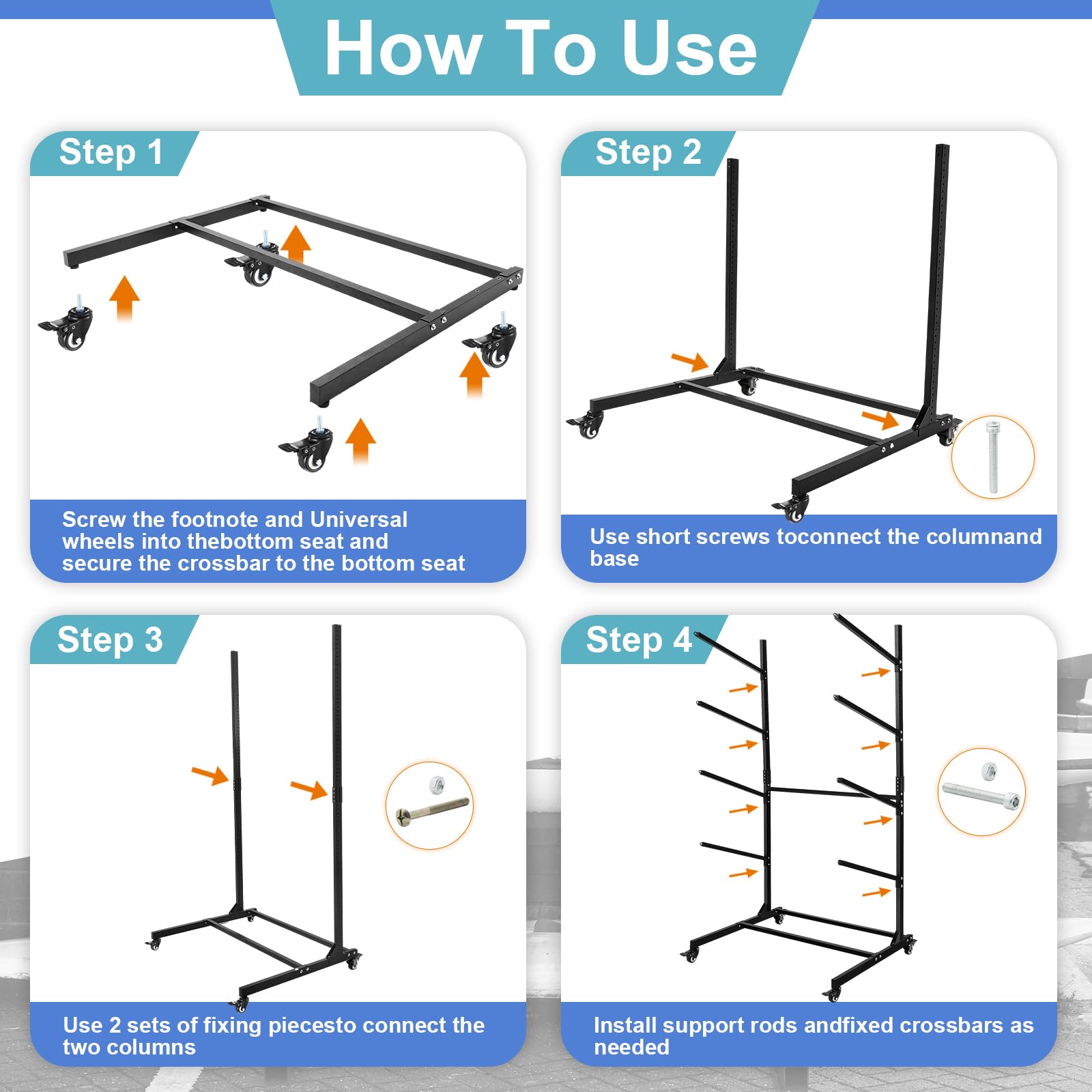 Gisafai Kayak Storage Rack, Freestanding Kayak Stand with Wheels, Adjustable Heavy Duty Kayak Holder Weatherproof Stand Outdoor Storage Rack for Kayaks, SUP, Canoe Paddleboard