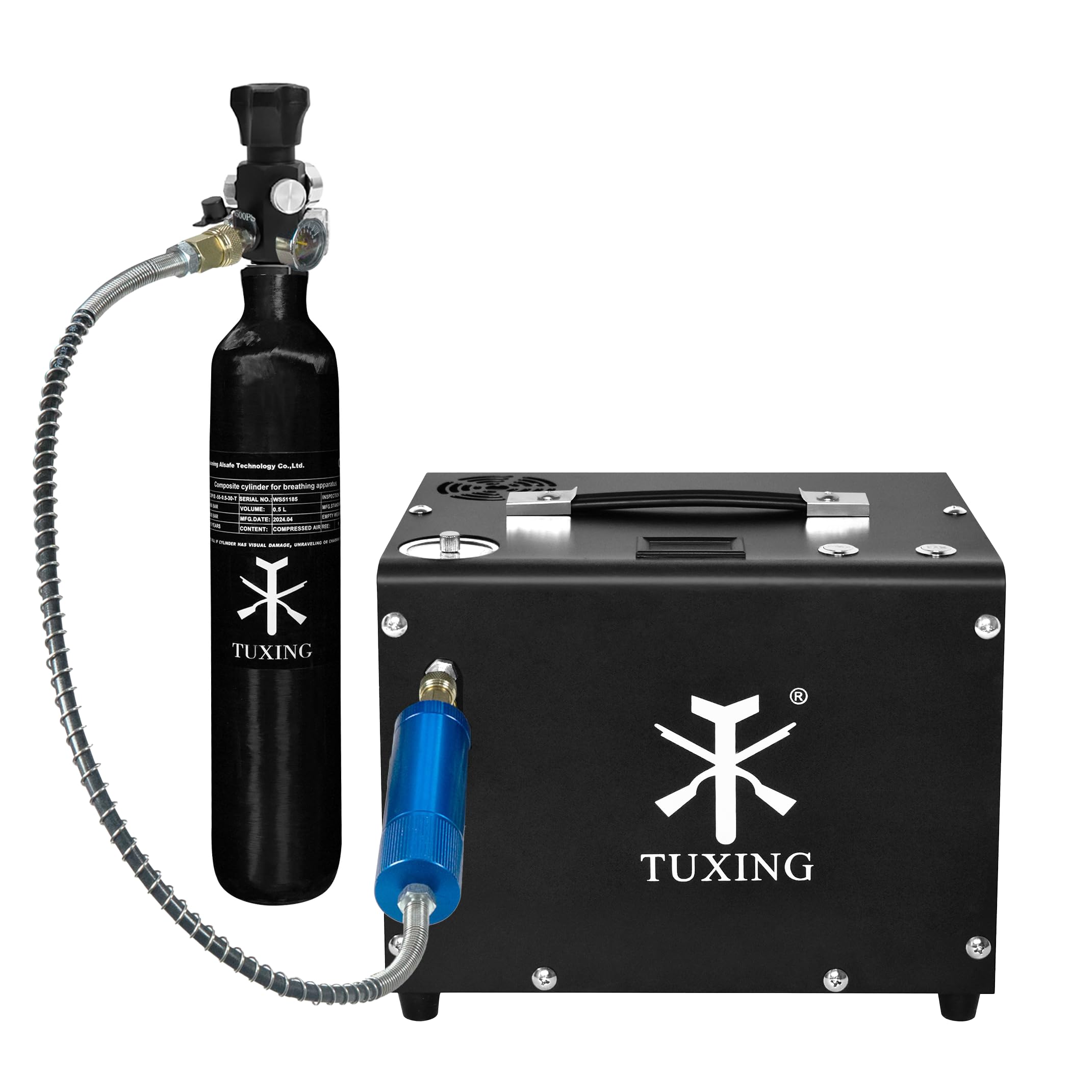 TUXING PCP Air Compressor 4500Psi/30Mpa, Auto-shutoff, High Pressure Compressor with 0.5L Air Tank Pcp Air Guns Charging 220V(TXET062-2)
