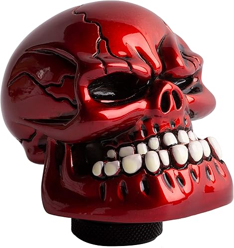 Miniatura 4 de Pomo de palanca de cambios de calavera de resina, perilla de palanca de cambios para la mayoría de vehículos manuales automáticos, PDTA40 (rojo)