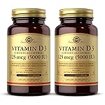 Solgar Vitamin D3 (Cholecalciferol) 125 mcg (5000 IU), 240 Vegetable Capsules (Pack of 2) - Helps Maintain Healthy Bones & Teeth - Immune System Support - Non-GMO, Gluten Free - 480 Total Servings