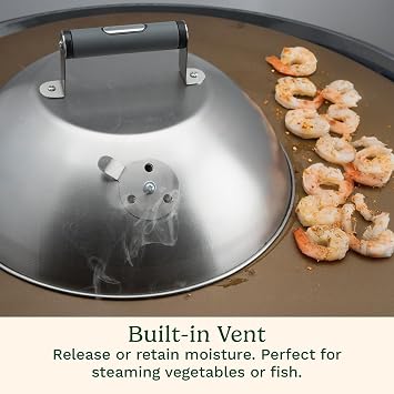 Cuisinart 12.25 Melting Dome with Bonus Wire Rack, Stainless Steel Grill Dome with Vent for Steaming, Smoking & Melting Cheese, Ideal for BBQ, Griddles, and Outdoor Cooking