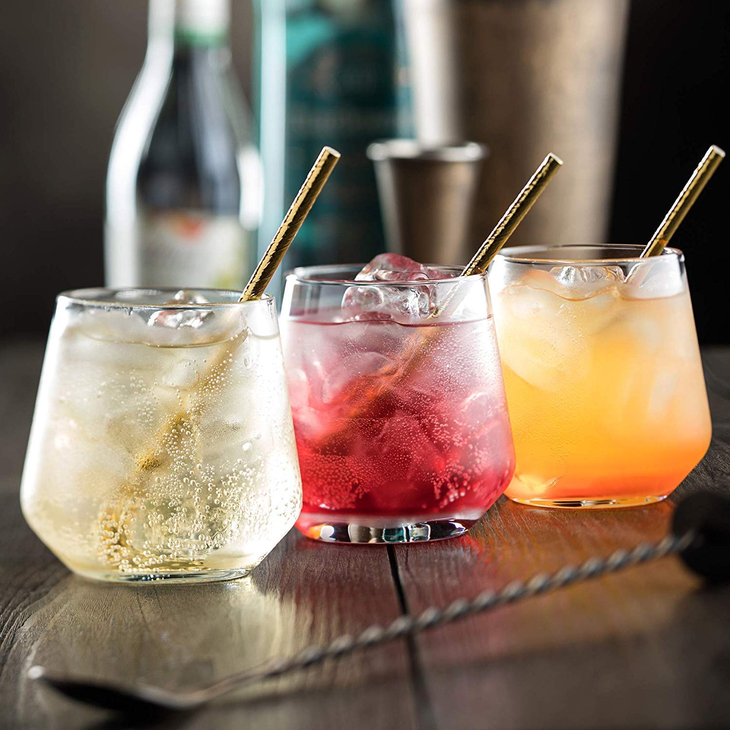 Shrux Aqua Crystal Clear Whiskey Scotch Glass Set|Imported Tumbler for Whisky, Bourbon, Juice, Cocktail|Water Juice Serving Glass |Crystal Drinking Glassware for,Party,Restaurent|Sharbat Glass 370ML