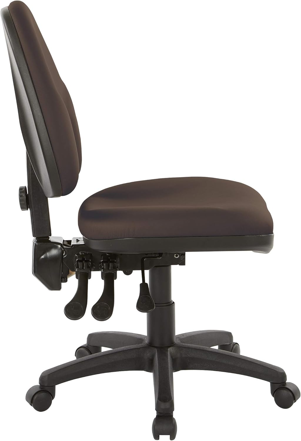 Office Star Ergonomic Dual Function Office Task Chair with Adjustable Padded Back and Built-in Lumbar Support, Armless, Dillon Java Fabric
