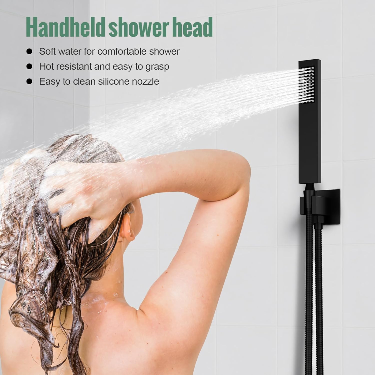SunCleanse Shower System Rainfall Shower Faucets Set Matte Black, 10 Inch Wall Mounted Rain Shower Head with Handheld Spray Shower Valve and Trim Included