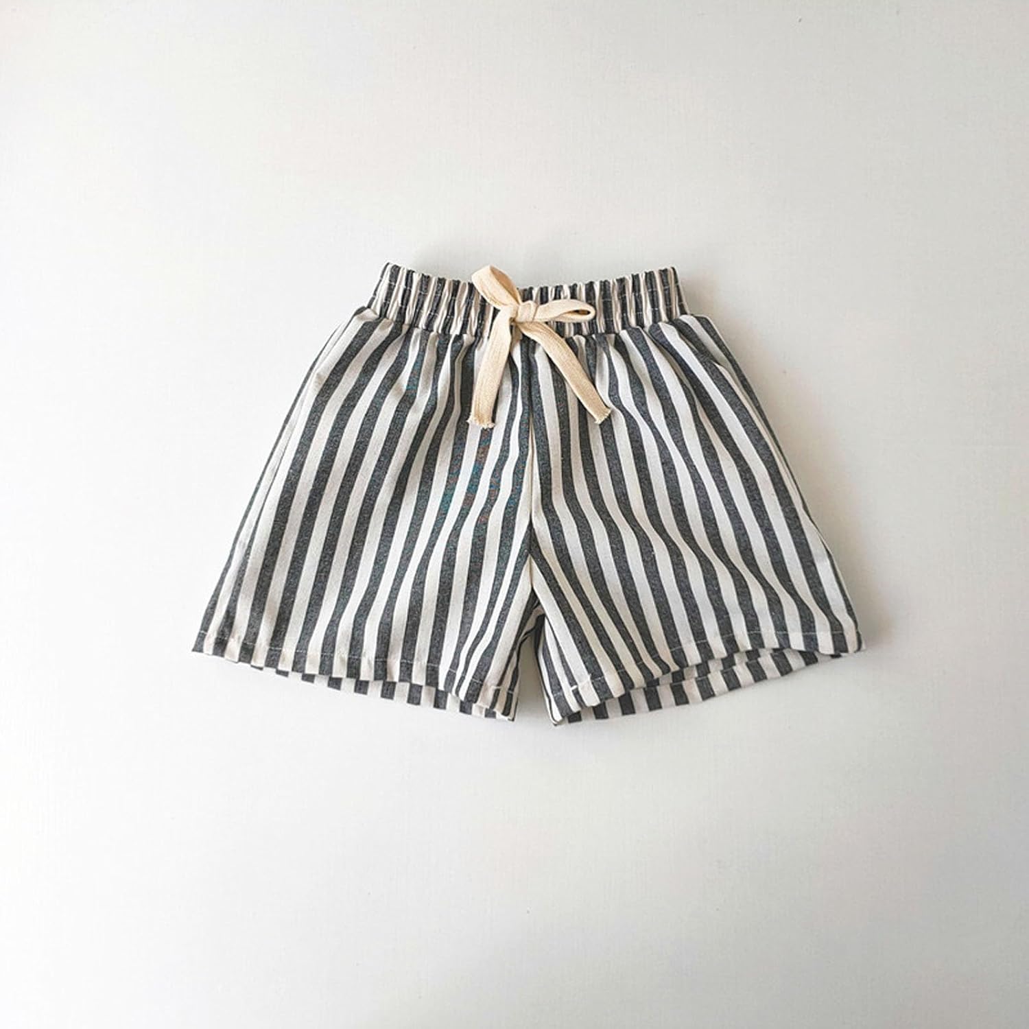 Girls Boys Linen Shorts Summer Striped Beach Resort Teen Girl Elastic High Waist Casual Shorts Outfits with Pockets