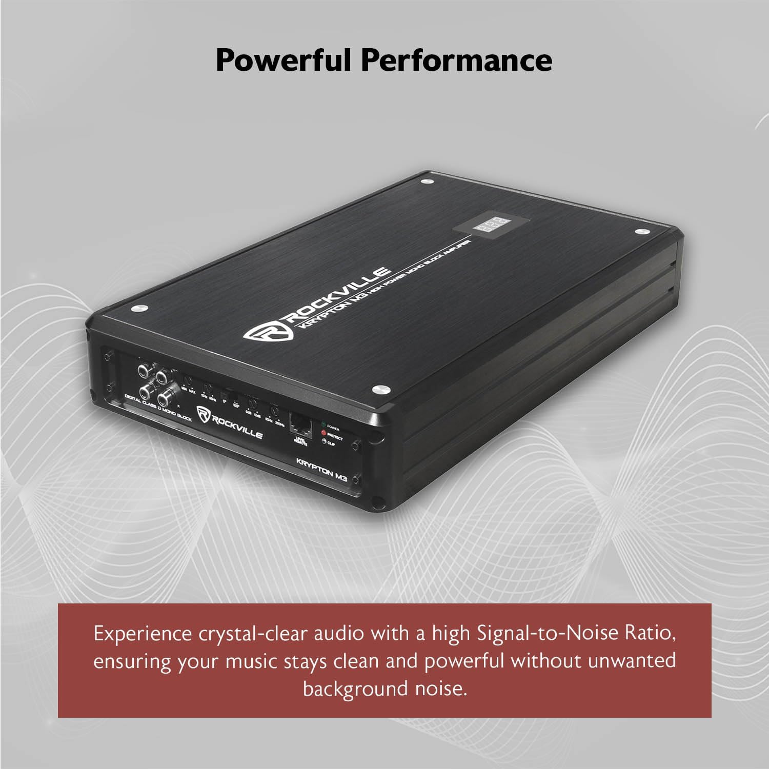 Rockville Krypton M3 4000W Mono Car Amplifier, Dyno-Certified RMS, Voltage Display, Bass Remote, Clip Indicator, Class-D, Perfect for Car Audio & Subs