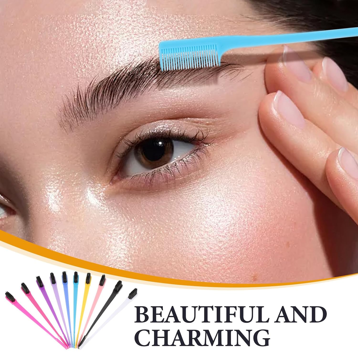 Beavorty 10pcs Multi-functional Eyebrow Brush Combs Set with Dual-ended Mascara and Brow Grooming Brushes for Precise Makeup Application and Hair Styling Random Color
