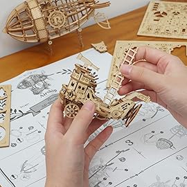Rolife 3D Wooden Puzzle Airship for Kids and Adults - Model Building Kit, Educational Brain Teaser, Ages 8-10 (7.1in*5in*6.5in)