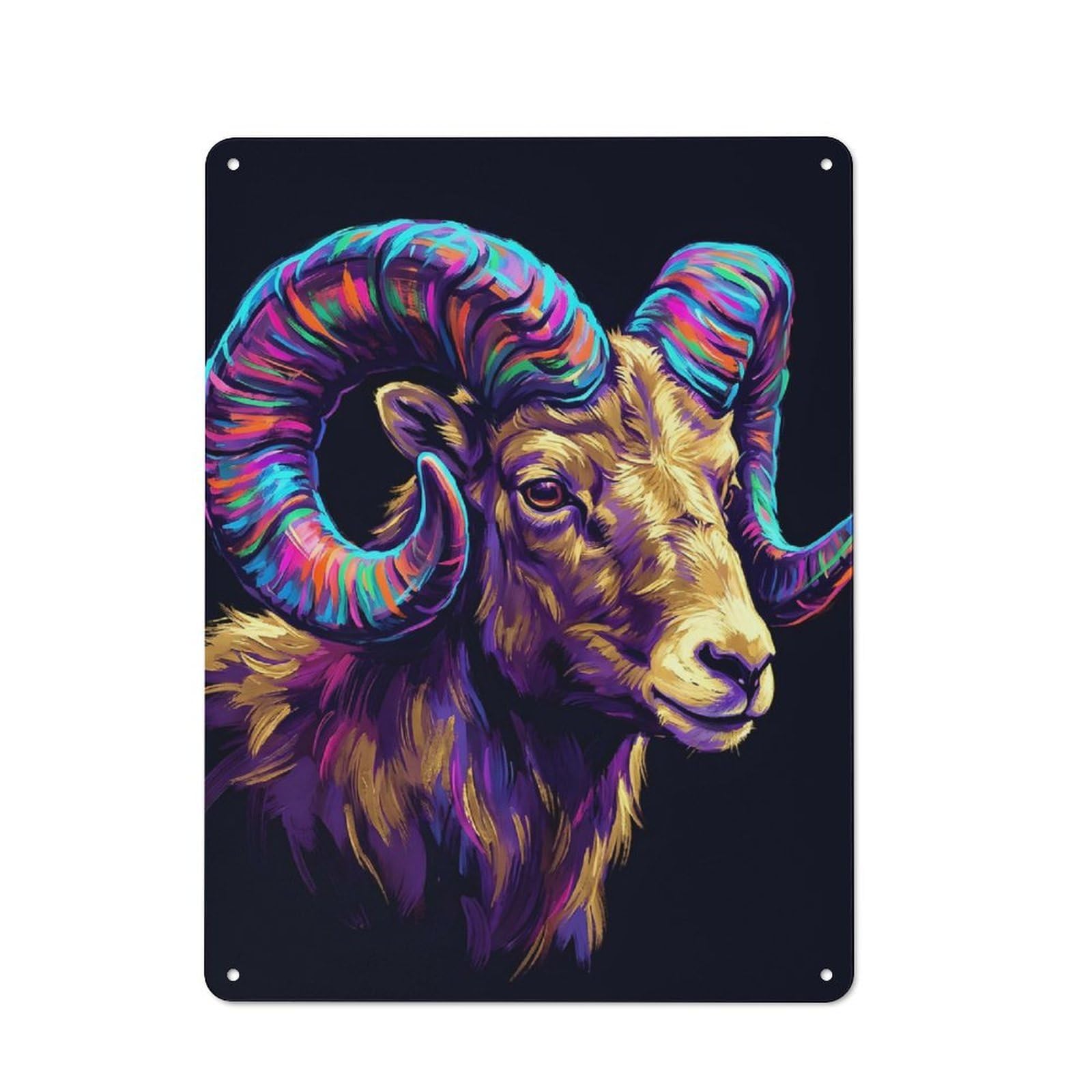 Vibrant Ram Portrait Retro Metal Sign 40x30cm for Garage Wall, for Home Interiors And Metal Sign Collectors