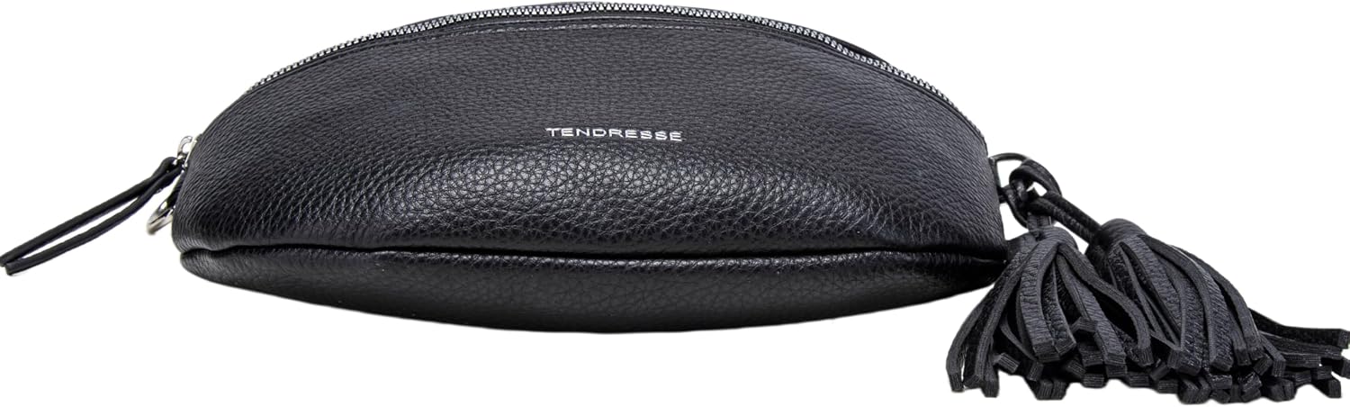 Fanny Crossbody Sling Bag with Tassel|No Buckle(Black) | PU leather waist bag|no buckle|tassel|wide adjustable strap|plus size friendly|travel cycling gym|10.3x3.6x5.6 in|3 colors