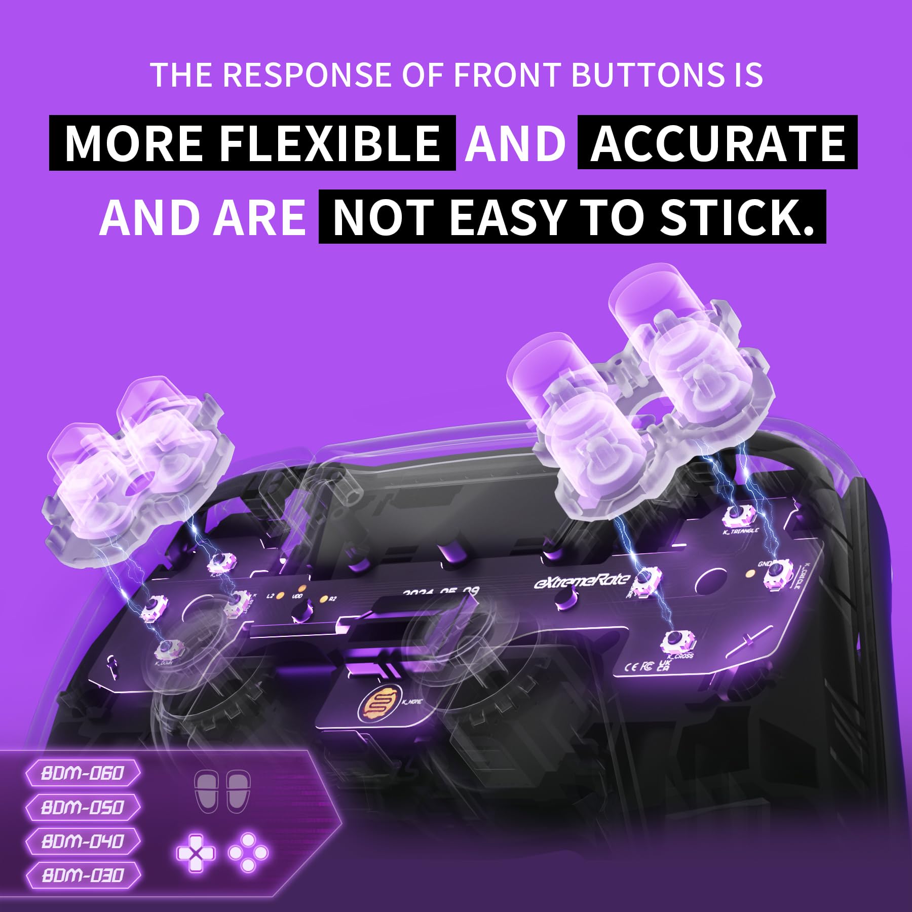 eXtremeRate Face Clicky Kit per ps5 Controller BDM-030/040/050/060,Pulsanti Tattili Dpad Tasti Direzionali Mouse Click Kit per ps5 Joystick BDM-030/040/050/060(Senza Controller&Tasti)