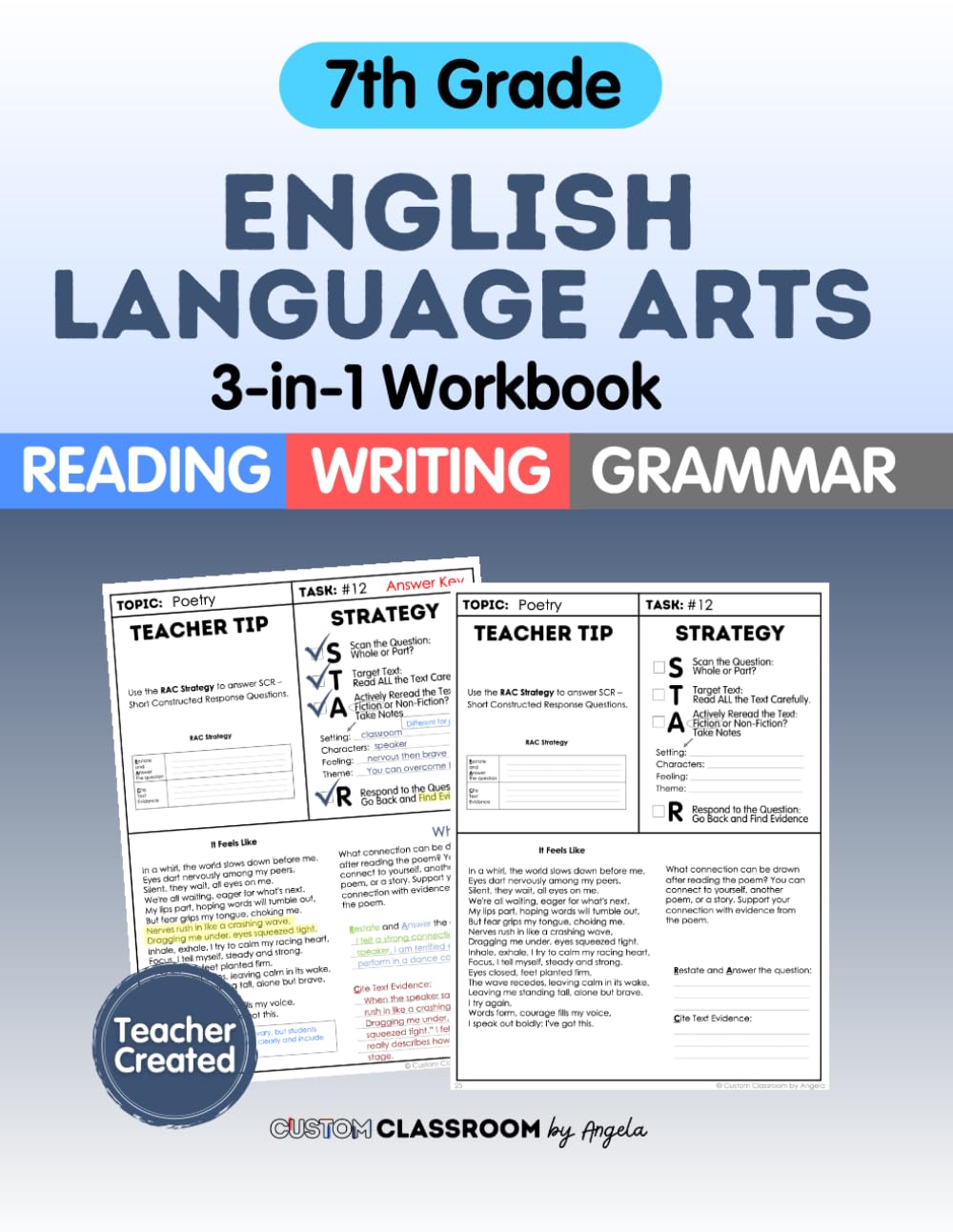 7th Grade ELA Workbook: Reading Comprehension, Writing, and Grammar Practice for Summer Learning & STAAR Test Prep: Master key ELA skills with reading comprehension, writing strategies, and grammar review. Great for summer learning