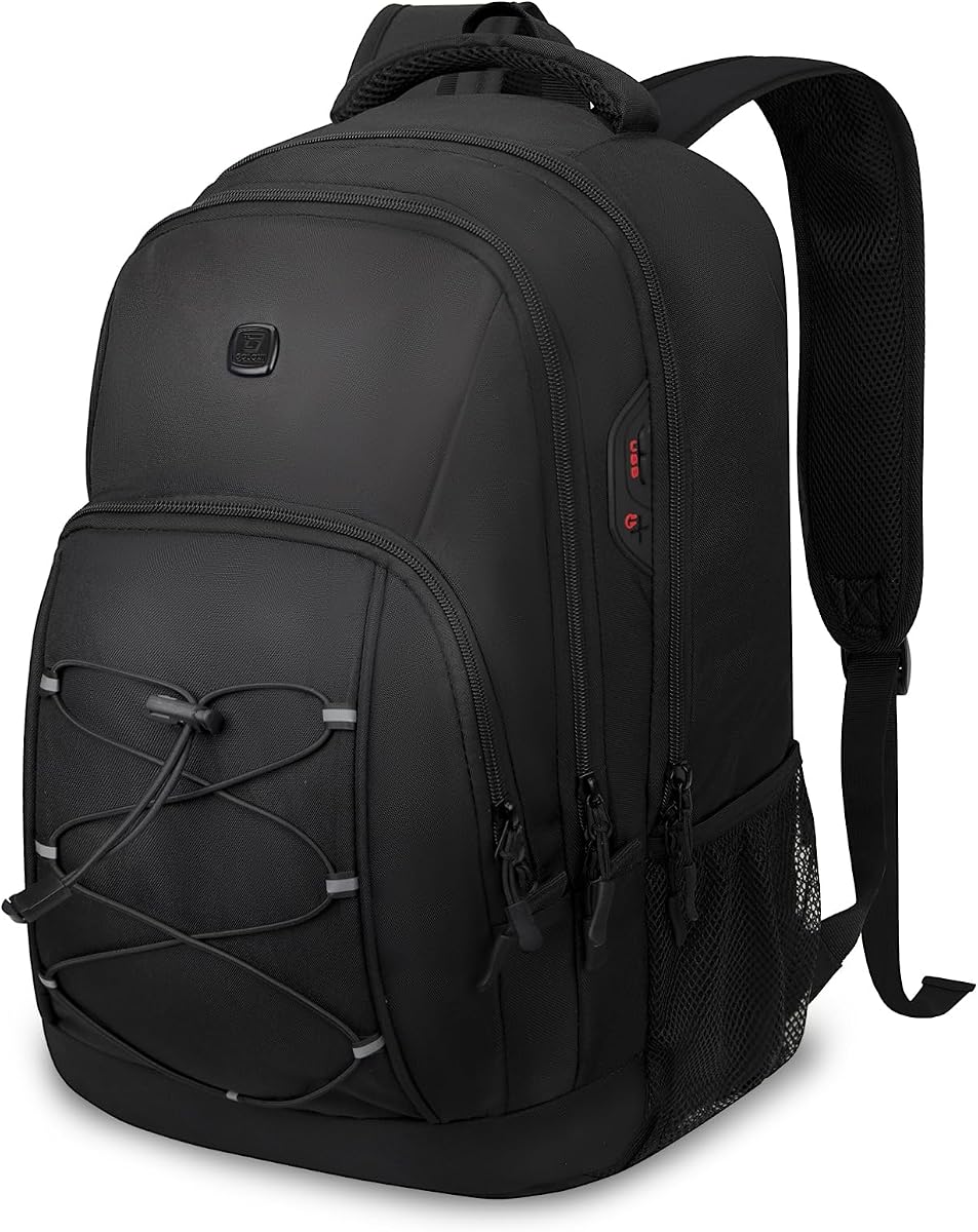 Travel Backpack, 17 Inch Laptop Backpack for Men Women, Business Backpack with Luggage Strap,Black