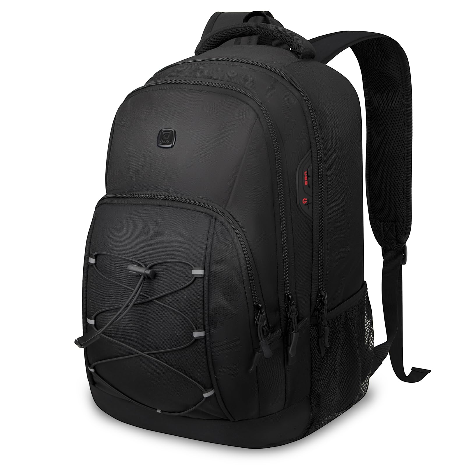 Goloni Travel Backpack, 17 Inch Laptop Backpack for Men Women, Business Backpack with Luggage Strap,Black