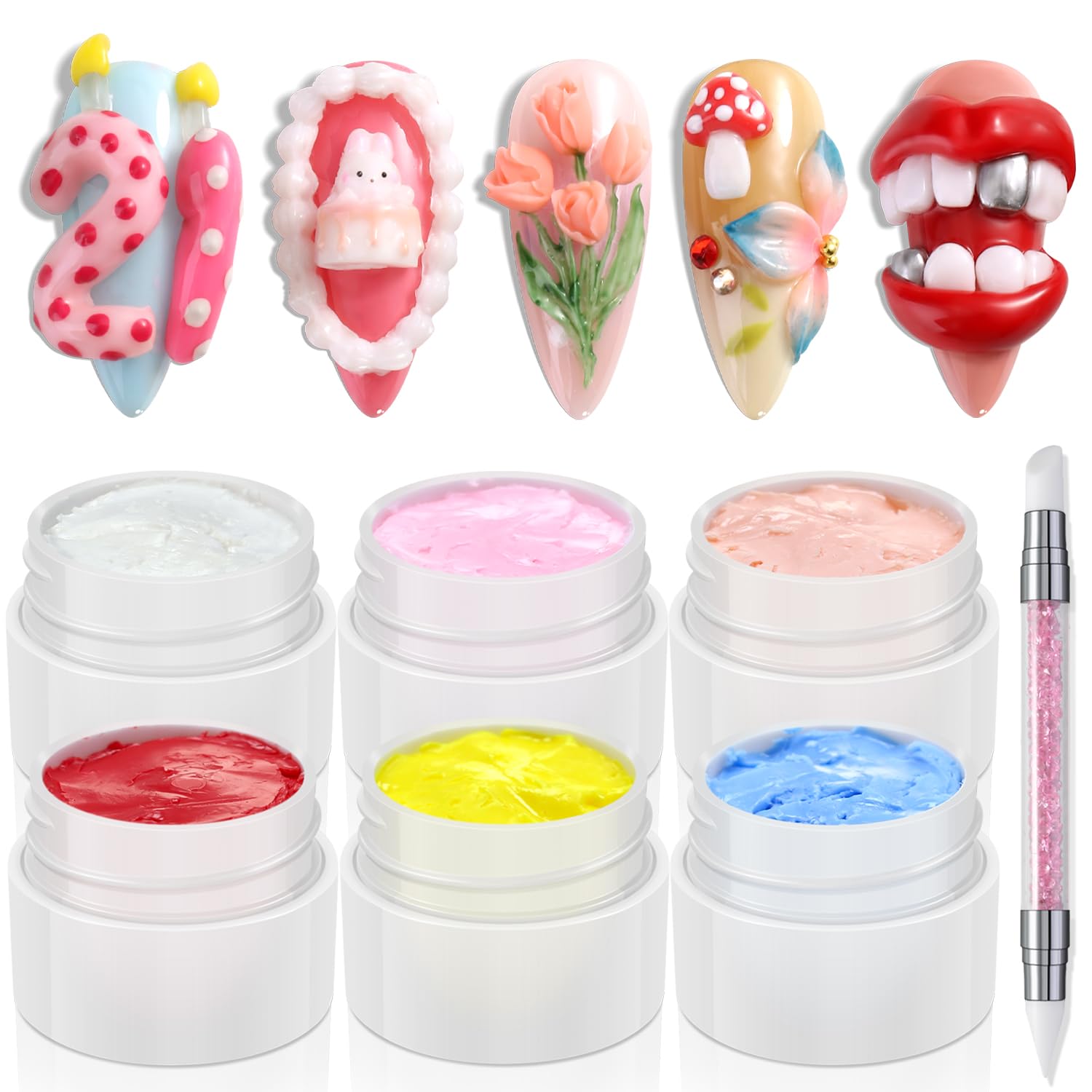 Colored Sculpting Gel for Nail Art - 6 Colors Nail Clay