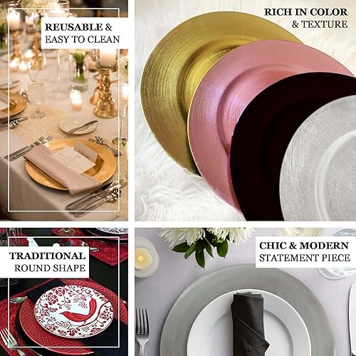 Miniatura 4 de Efavormart - 24 cargadores redondos negros de 13 pulgadas para decoración de mesa, decoración de mesa, vacaciones, boda, catering, decoración de