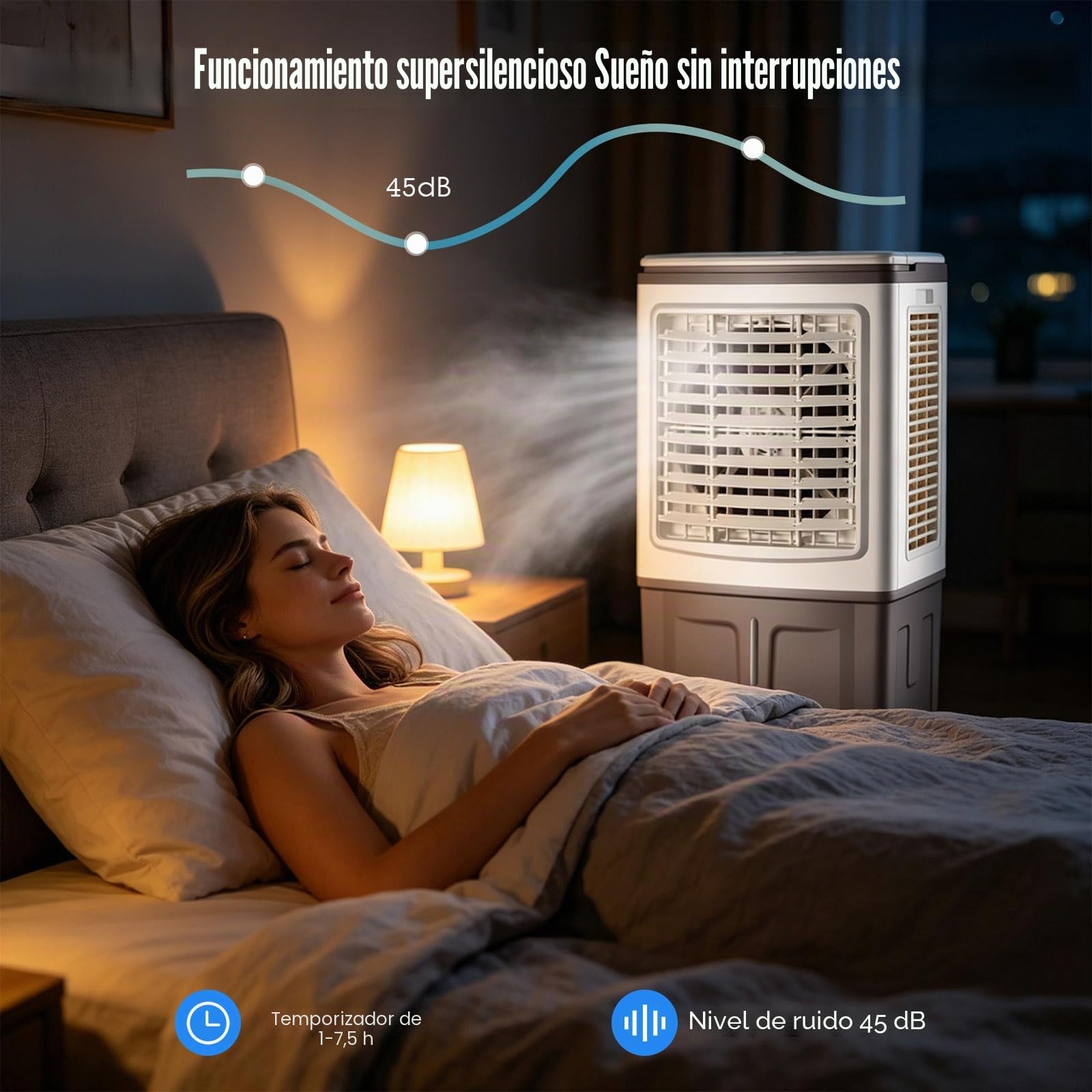 Climatizador Evaporativo 30L, Ventilador de Agua con Mando a Distancia y Acumuladores de Hielo, Potente Flujo de Aire, Enfriador Evaporativo Portátil para Grandes Espacios, Salón y Garaje