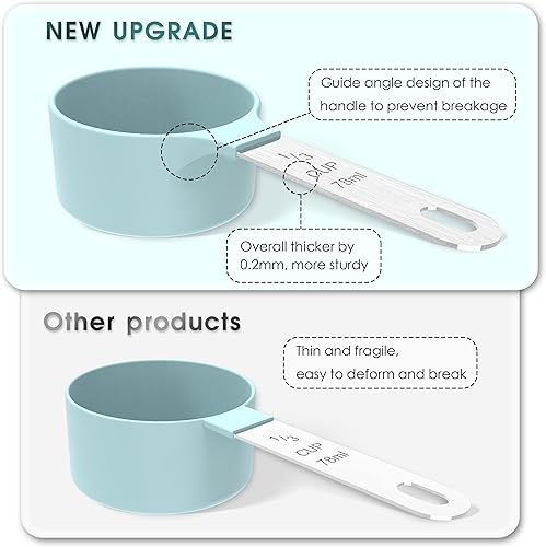 Miniatura 2 de TILUCK Juego de tazas y cucharas medidoras, tazas y cucharas apilables, tazas medidoras anidables con mango de acero inoxidable, utensilios de