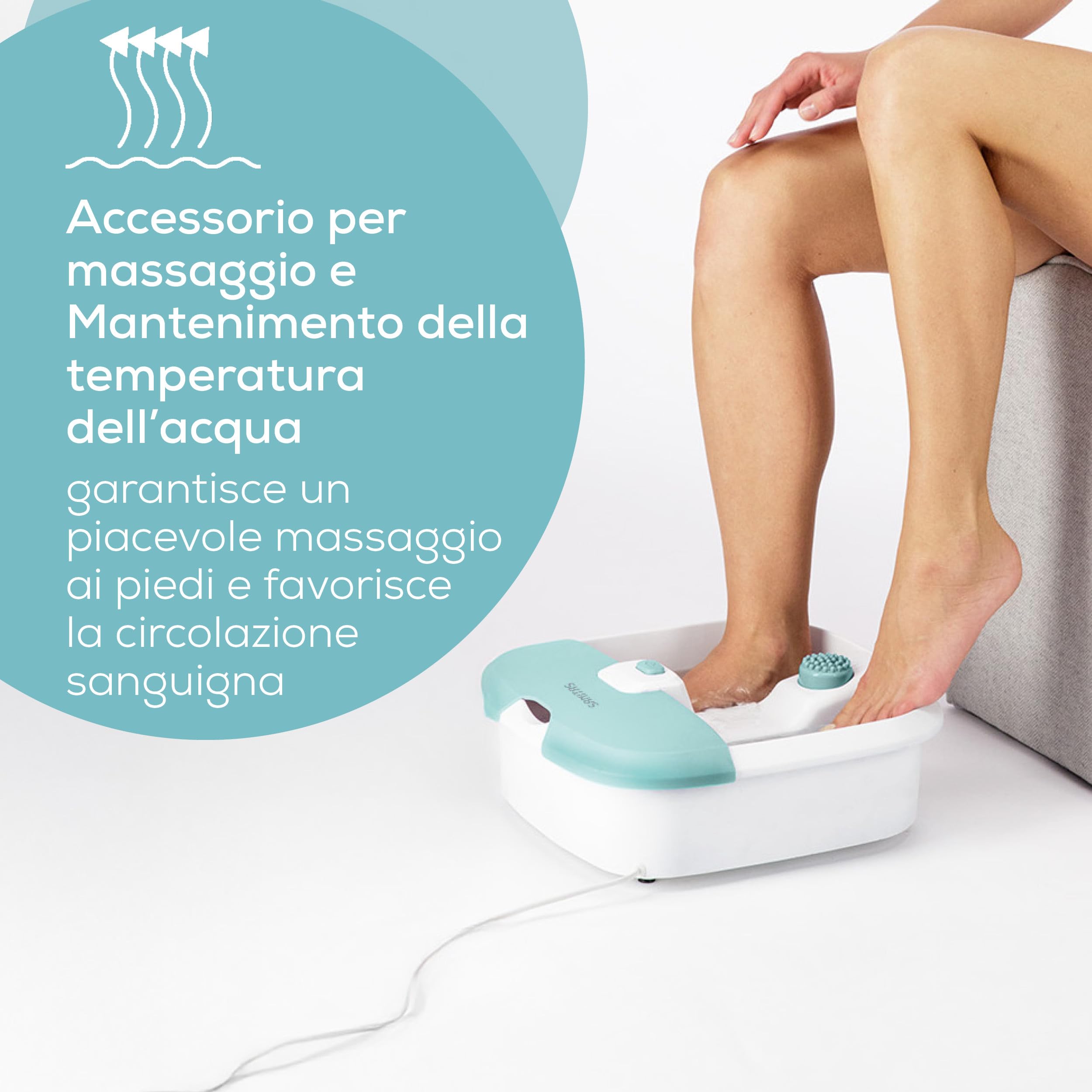 Sanitas SFB 07 pediluvio, massaggio coccolante per la casa con vibrazione e idromassaggio, massaggio riflessologico plantare,mantenimento della temperatura dell’acqua, per il relax dei piedi stressati