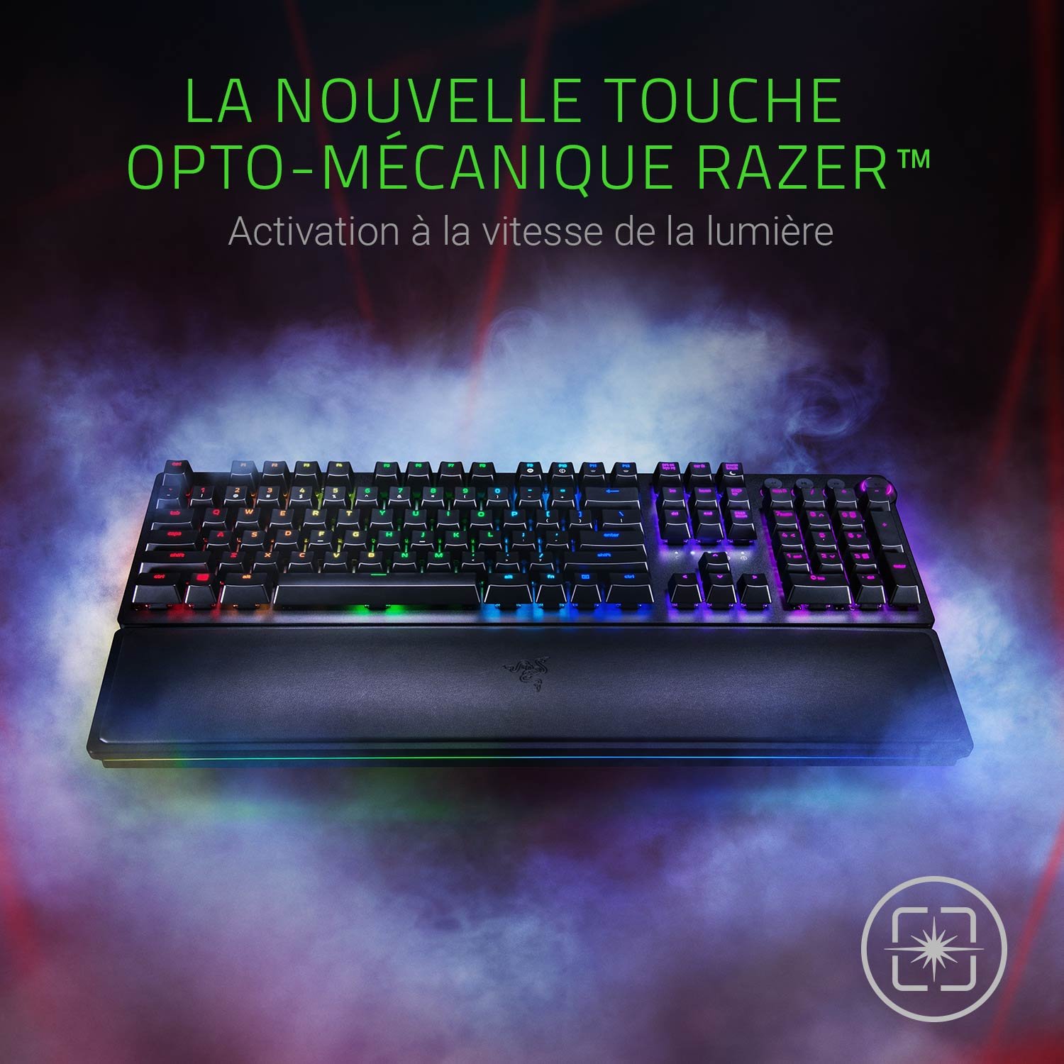 Razer Huntsman Elite (Purple Switch) - Clavier de Jeu avec commutateurs opto-mécaniques (contrôle Rotatif, Repose-Paume éclairé, RGB Chroma) Clavier AZERTY | Noir