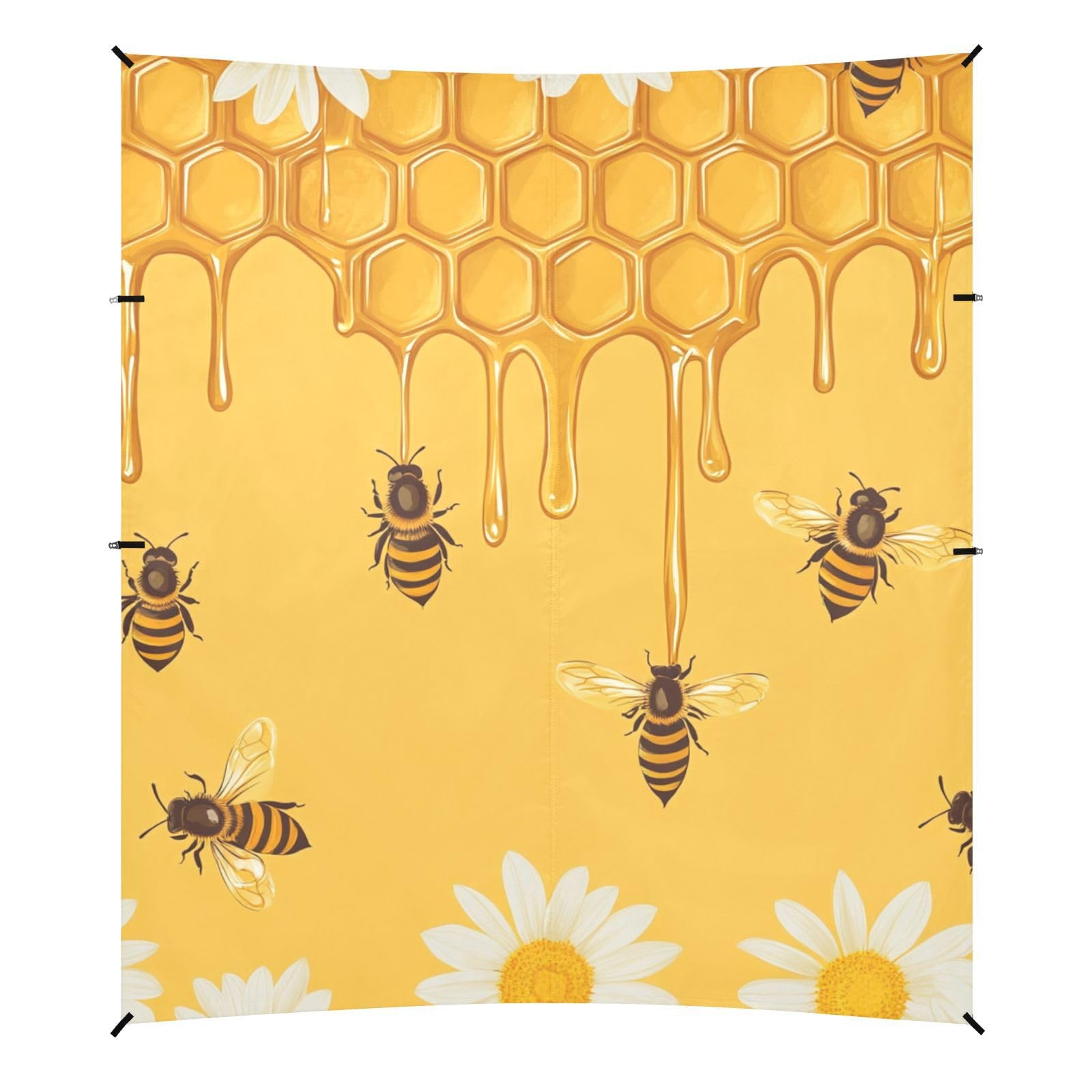 Honeycomb with Bees Beach Tent & Canopy UPF50+ Protection Lightweight Shade Sun Shelter with Carrying Bag for Camping, Fishing, Backyard Fun