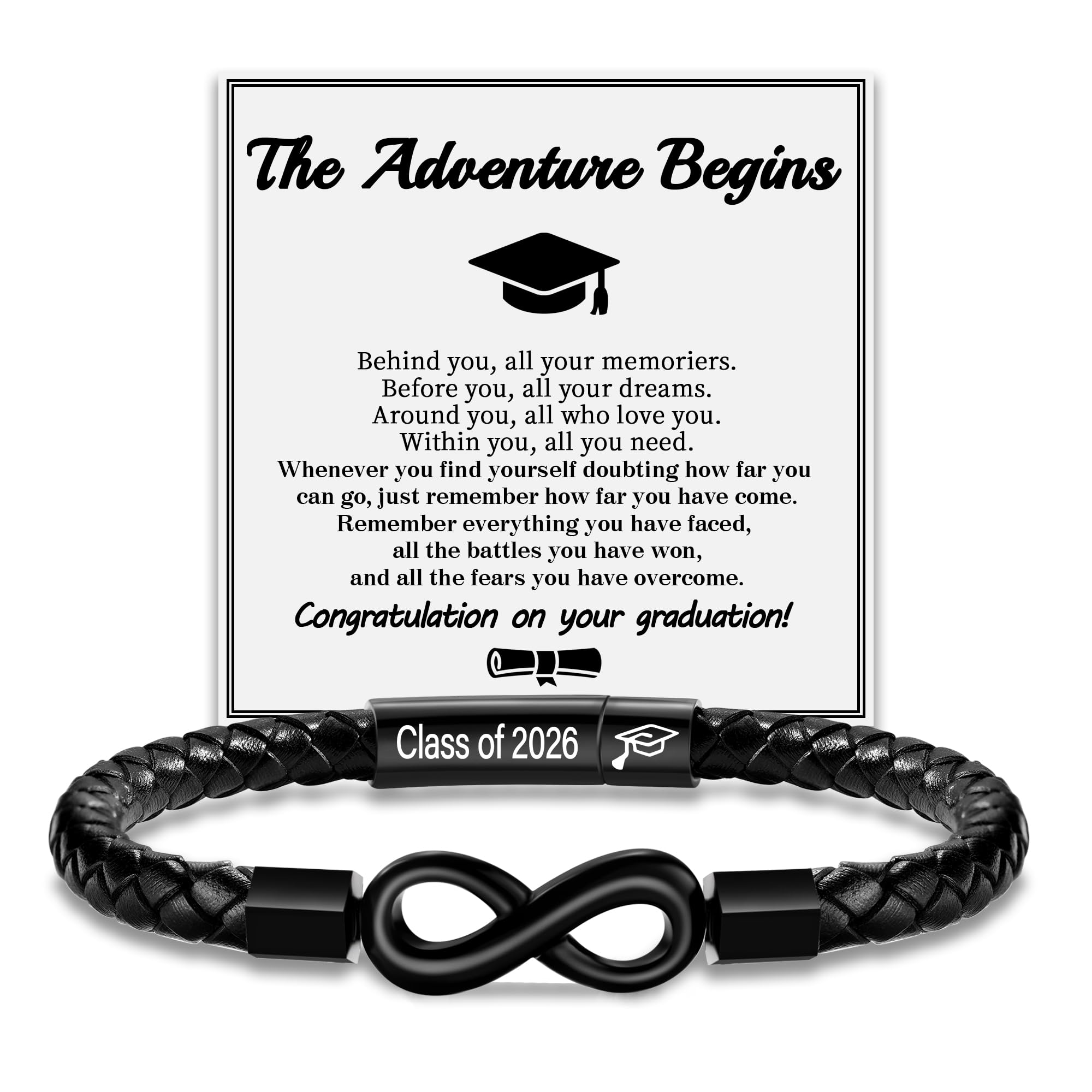 Leather Bracelet Gifts for Men, To My Son Bracelet Fathers Day Bracelet Gifts Dad Grandpa Love You Forever Engraved Birthday Valentines Graduation Gift Infinity Knot Jewelry