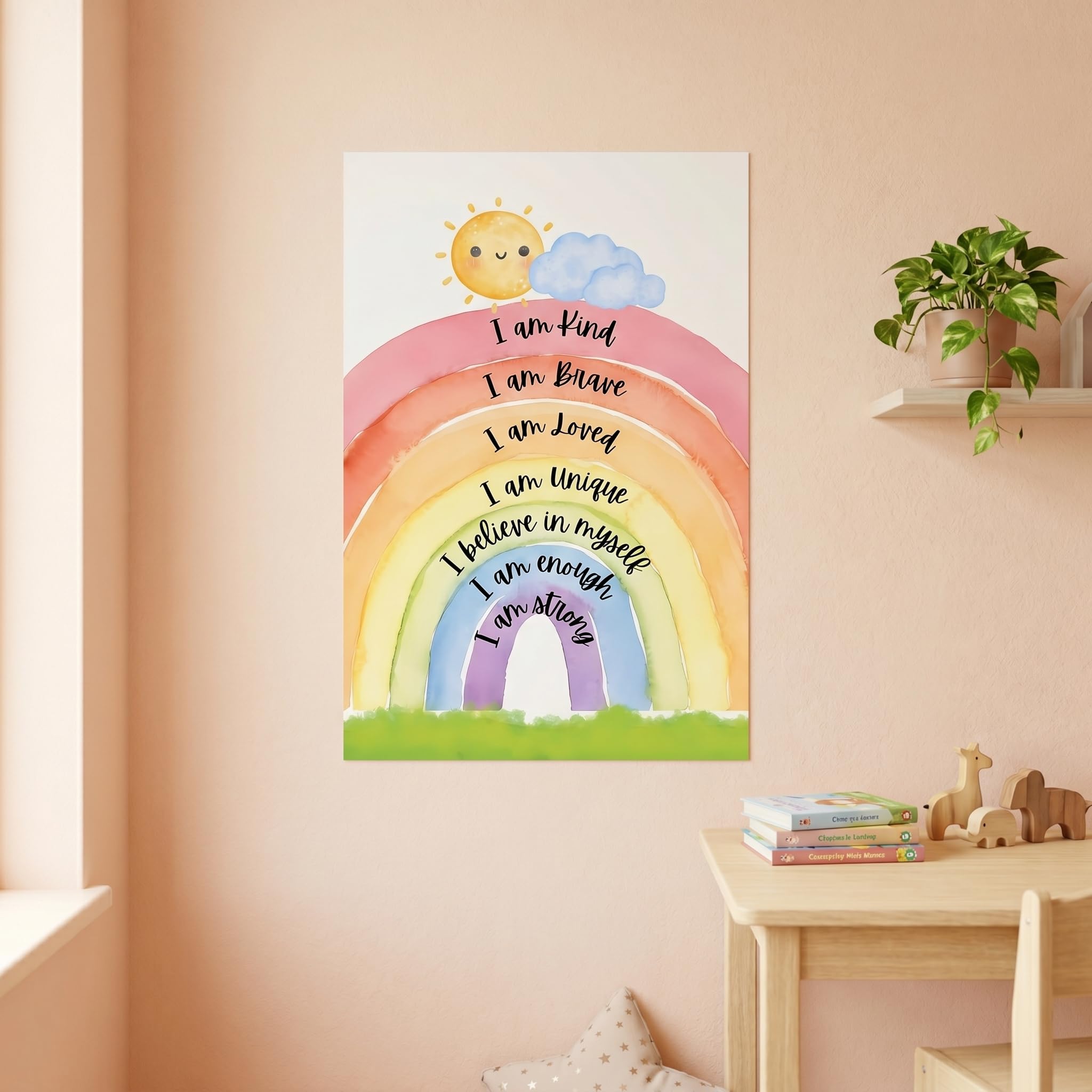 SAF Rainbow Affirmations Poster for Kids, Sparkle Laminated Self Adhesive Positive Quotes Wall Chart for Nursery, Bedroom, Classroom Decor 12 Inch x 18 Inch-image-34