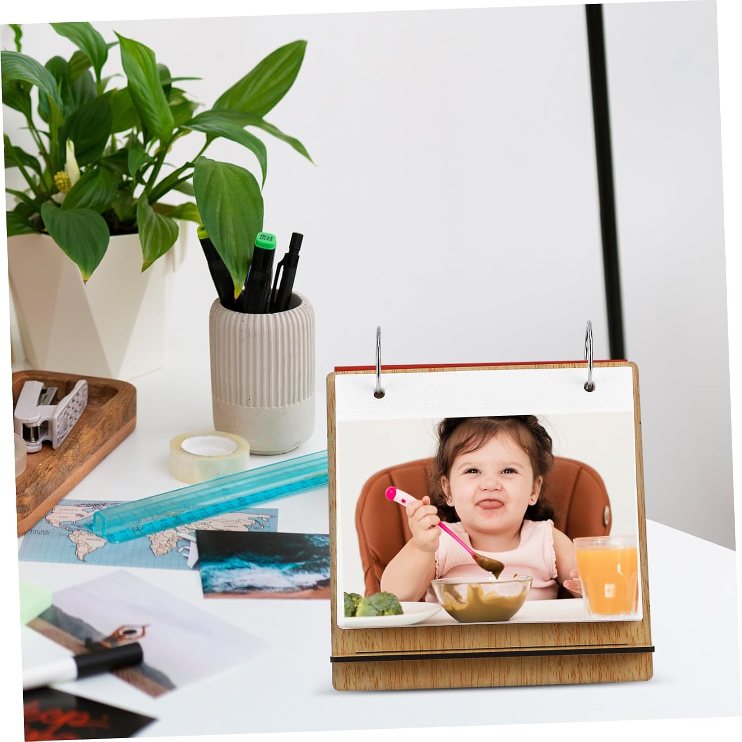 Photo Album Color Keepsake Frame for Growth Memories Easy Photo Insertion Stylish Desk Display Portable Milestone Book for Parents