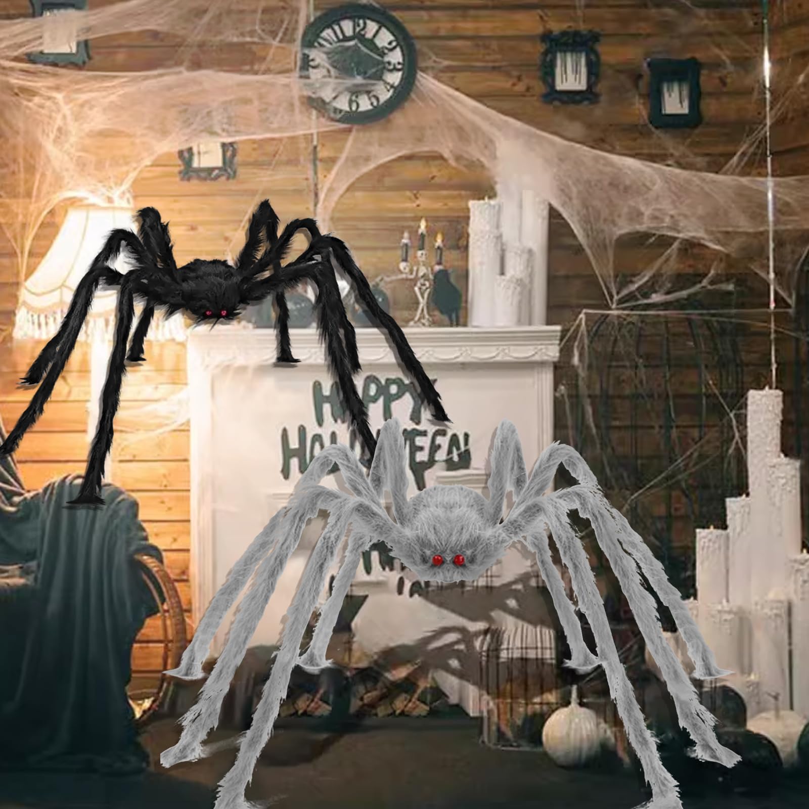 Riesige Halloween-Spinne (150 Cm) Mit 12 Fledermäusen – Grusel-Deko Für Garten & Party