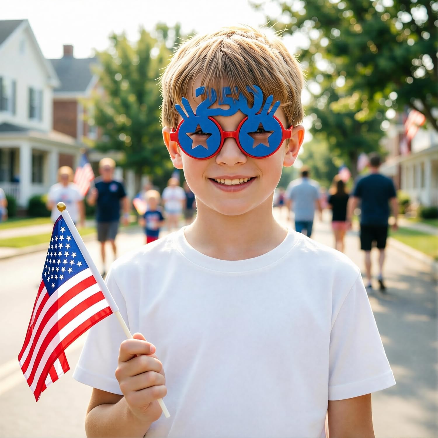 2 Pack 4th of July Glasses — 250th Anniversary Star Sunglasses with "250" & "FREEDOM" Design | Red Blue Patriotic Party Favors for Independence Day Parade BBQ Photo Booth Props, Kids Adults