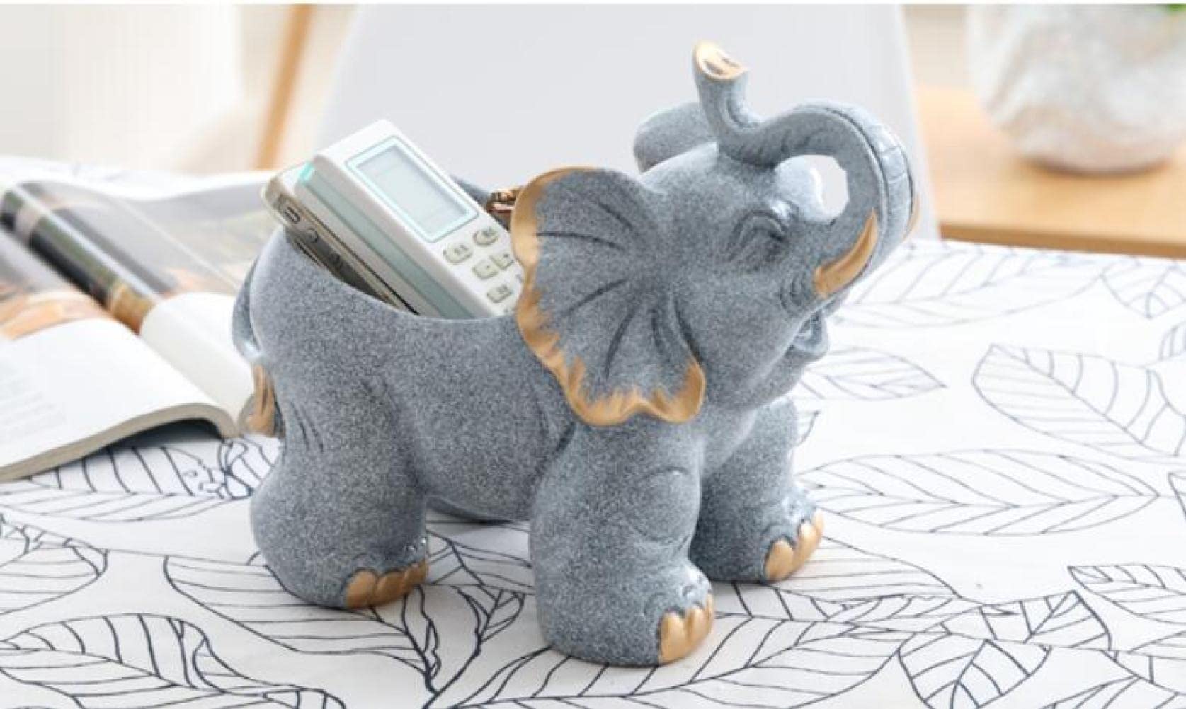 JORAE Statua Elefante Portachiavi E Portacaramelle – Decorazione Da Tavolo In Resina, 27x14x20 Cm, Contenitore Multiuso