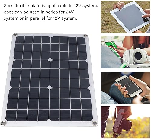 Miniatura 8 de Tablero de cargador solar de 20 W, panel solar, cargador de batería impermeable flexible para vehículos al aire libre, barcos de pesca, casas
