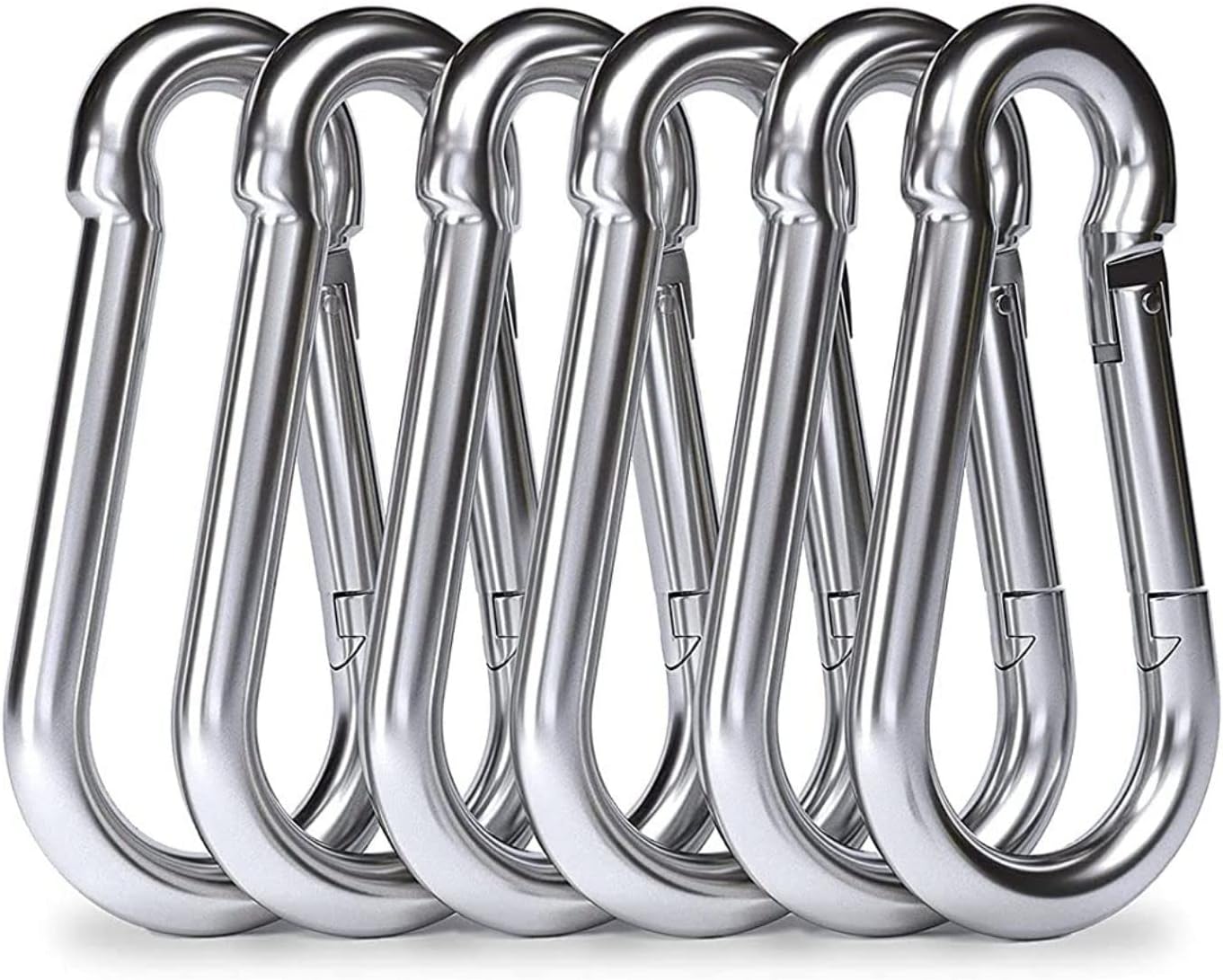Stainless Steel Spring Snap Hook Carabiner | Hook Swing Connector | Heavy Duty Multipurpose (Silver) (Pack of 6)