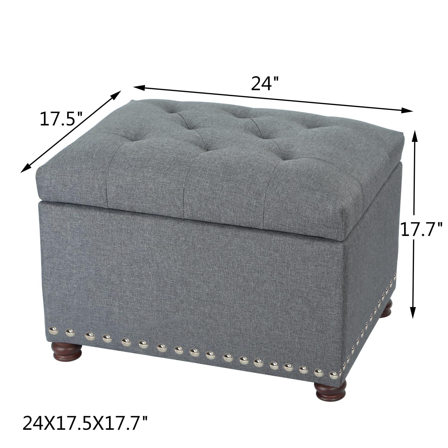 Amazon｜Decent Home 24インチ ファブリックオットマン 収納付き