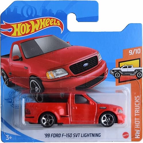 Hot Wheels '99 Ford F 150 SVT Lightning, HW Hot Trucks 910 rojo Tarjeta corta