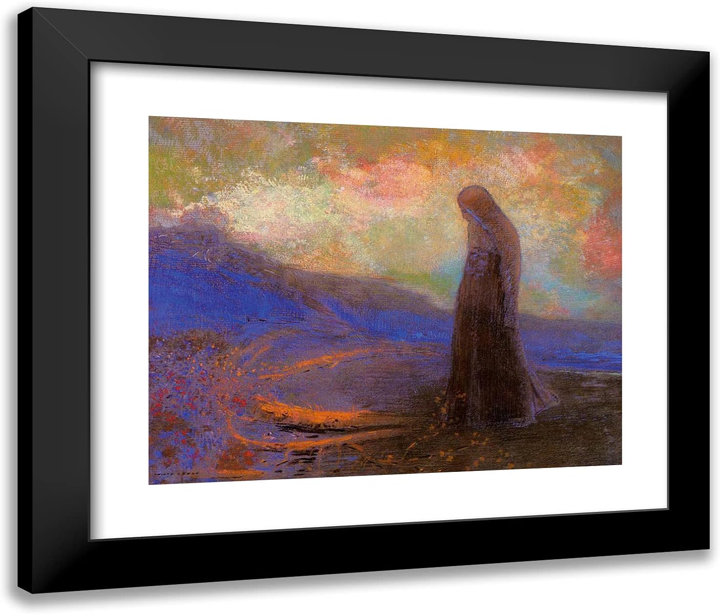 ArtDirect Redon, Odilon 24x20 Gold Ornate Framed Art Print with Double Matting Titled: Reflection